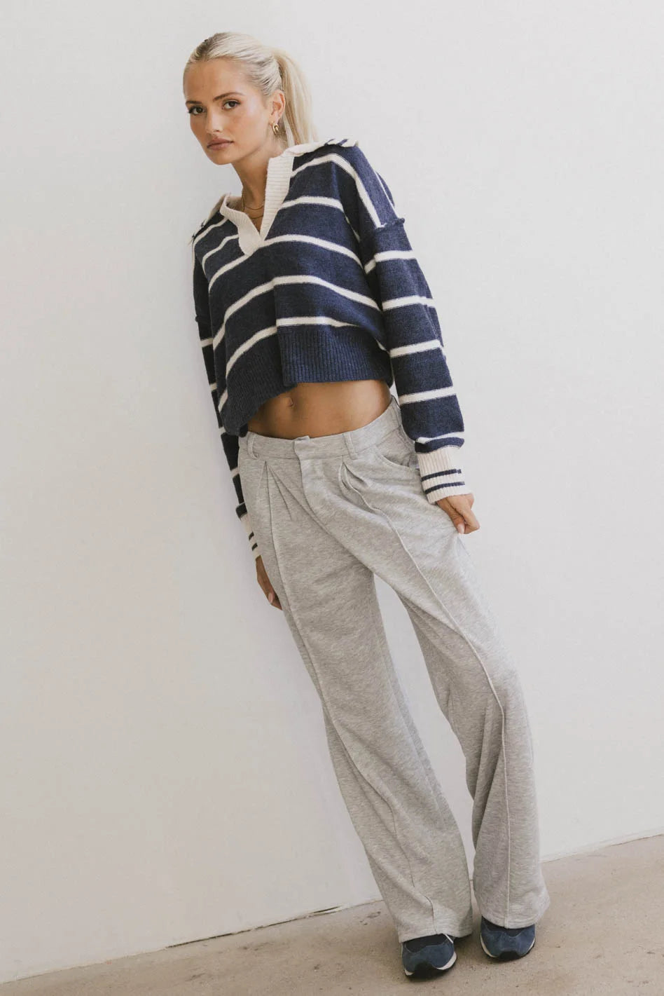 Navy Marina Collared Pullover Sweater for Women | Cozy Winter Knitwear | Perfect for Casual Outfits & Office Wear