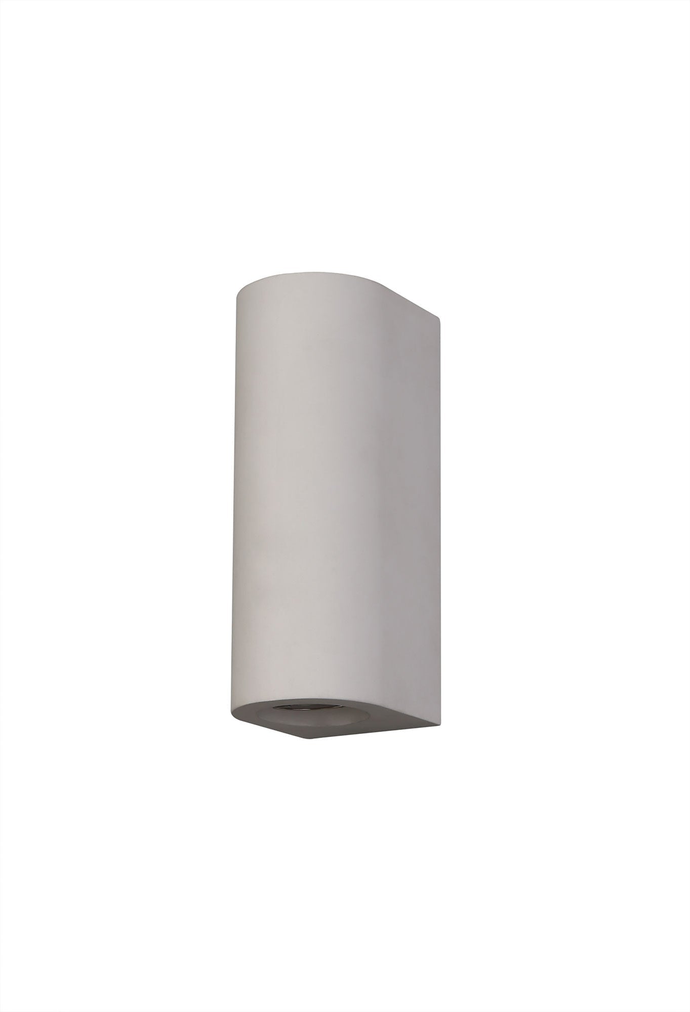 Alina Modern Rectangular & Cylinder Up Down Wall Lamp - 2 x GU10 Bulb Sockets - White Paintable Gypsum Finish - Perfect for Bedroom, Living Room & Hallway Lighting