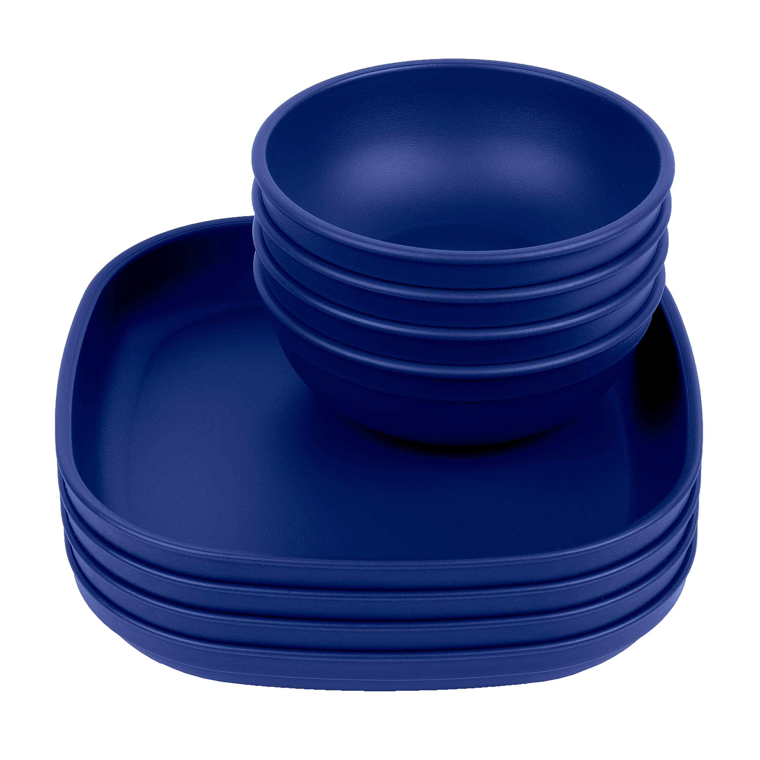 Re-Play USA Made Recycled Plastic Dinnerware Set - 4 Heavy Duty 9