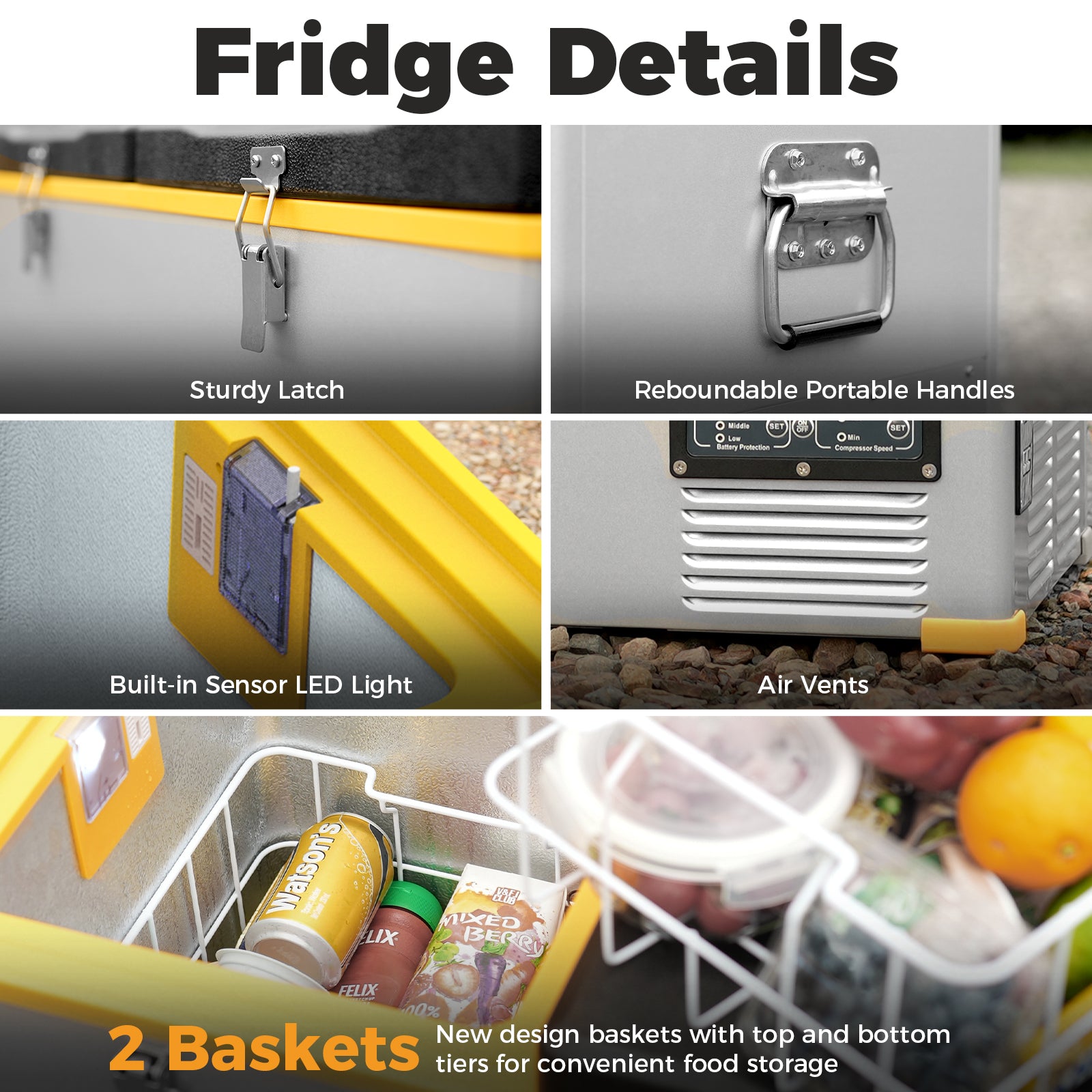 SetPower RV65D 12V Portable Electric Refrigerator - 68.6 Quart (65L) Car Fridge for Truck, RV, Camping & Outdoor Adventures - Keep Food Fresh on Road Trips
