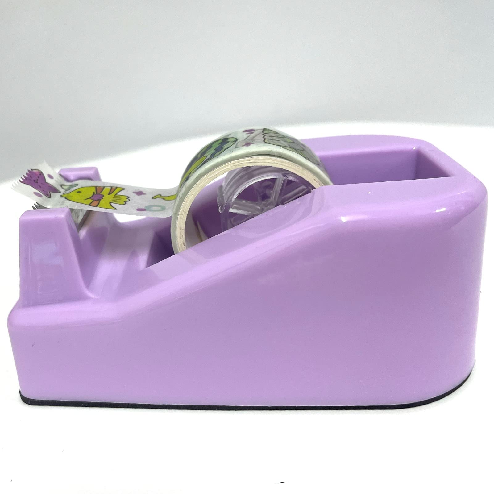 ROSEUP Heavy Duty Desktop Tape Dispenser with Non-Skid Weighted Base - Floral Office Desk Accessory in Macaron Purple | Perfect for Office, School, and Home Workspace Organization