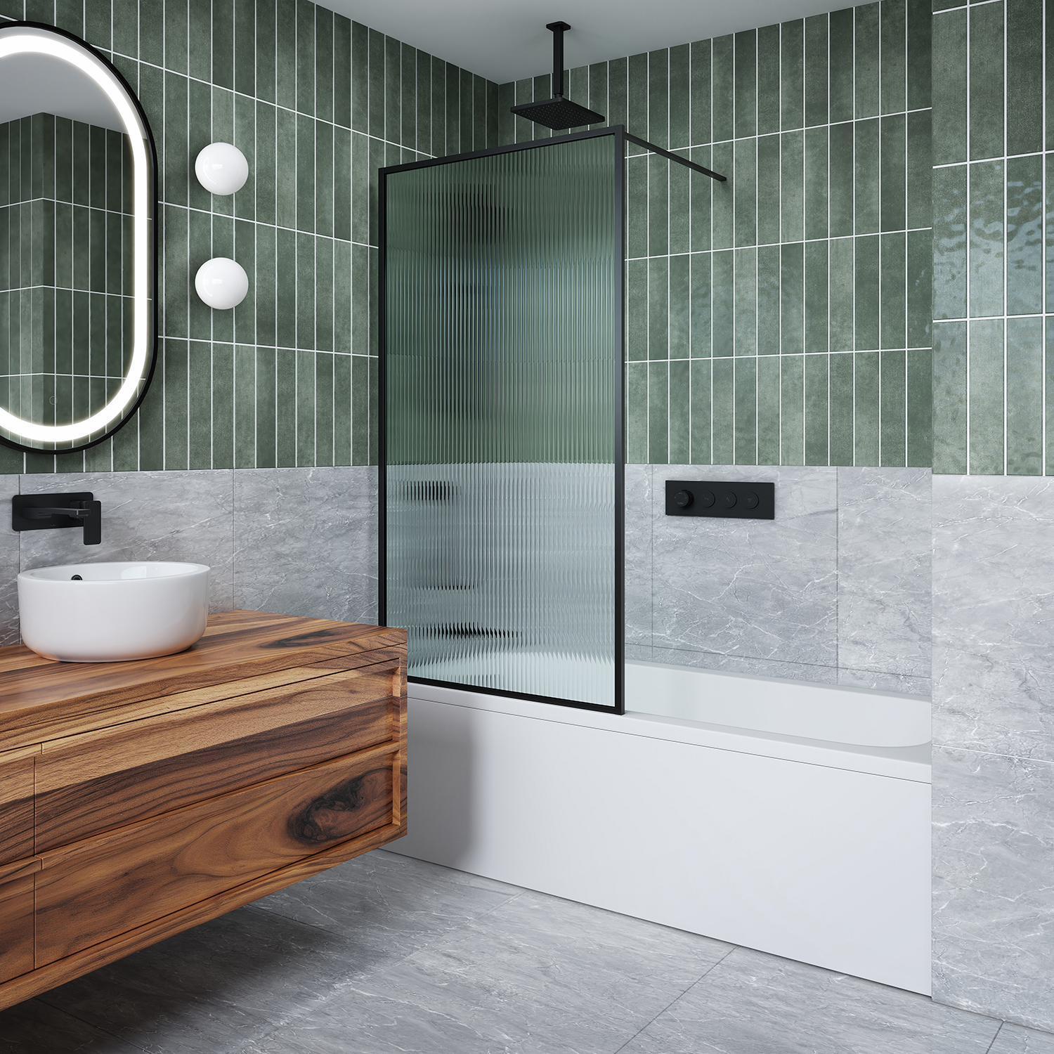 3-Way Thermostatic Valve Trim with Push Buttons - Matte Black (Model 106834-160) for Shower, Bathtub & Bathroom Fixtures | Durable & Stylish Kalia Design