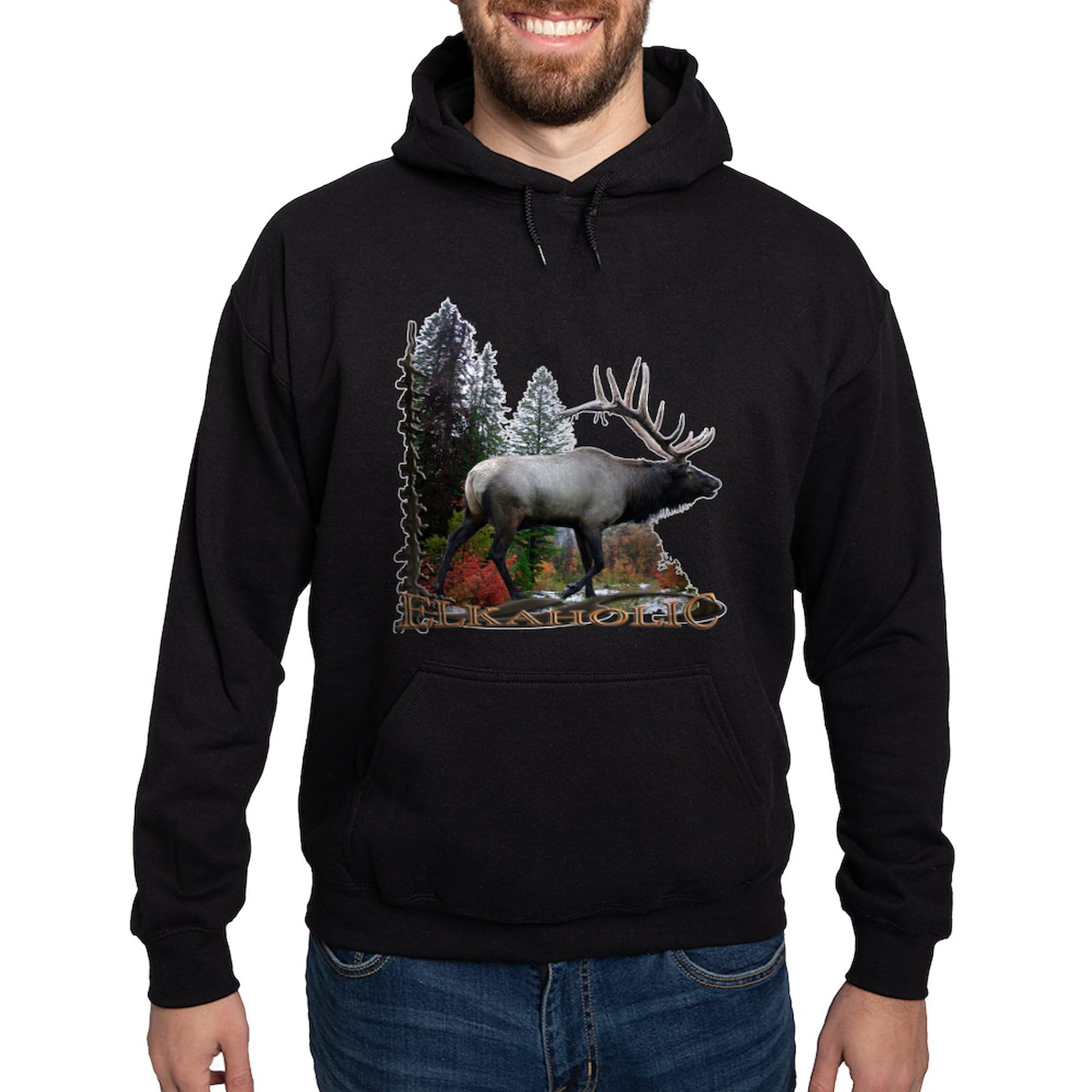 Elkaholic Hoodie for Men - Dark Regular Fit Pullover Sweatshirt | Warm & Comfortable Winter Hoodie for Outdoor Activities & Casual Wear