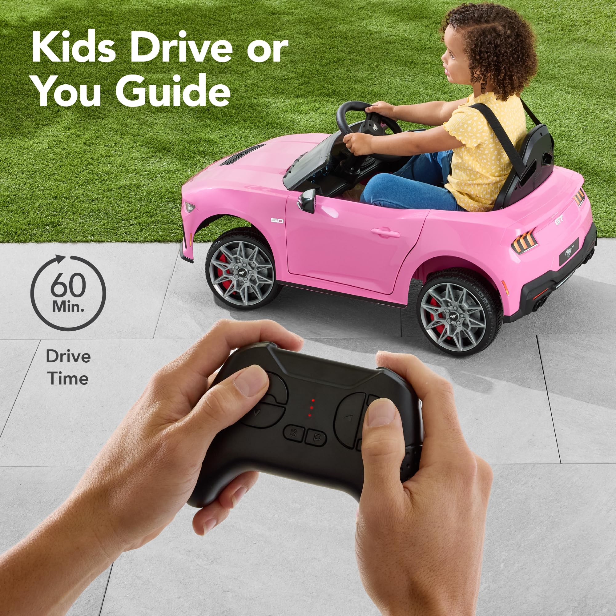 Best Choice Products 12V Electric Ride-On Car for Kids - Officially Licensed Ford Mustang with Parent Remote Control, LED Lights, 2 Speed Modes & Bluetooth - Pink | Perfect for Birthday Gifts, Outdoor Play & Pretend Driving Fun