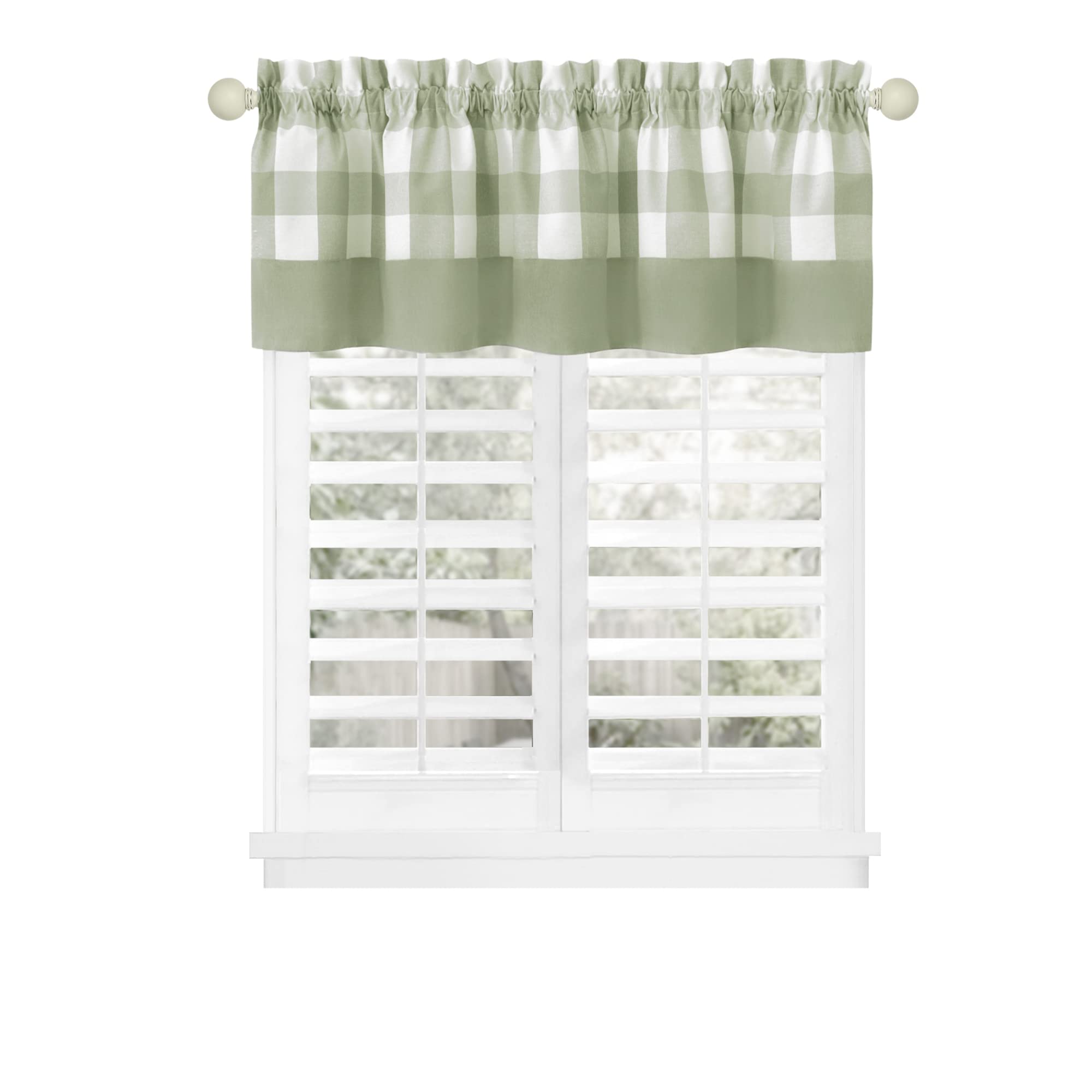 Premium Cotton Blend Kitchen Curtains and Valances Set - Classic Country Plaid Checkered Design, 57
