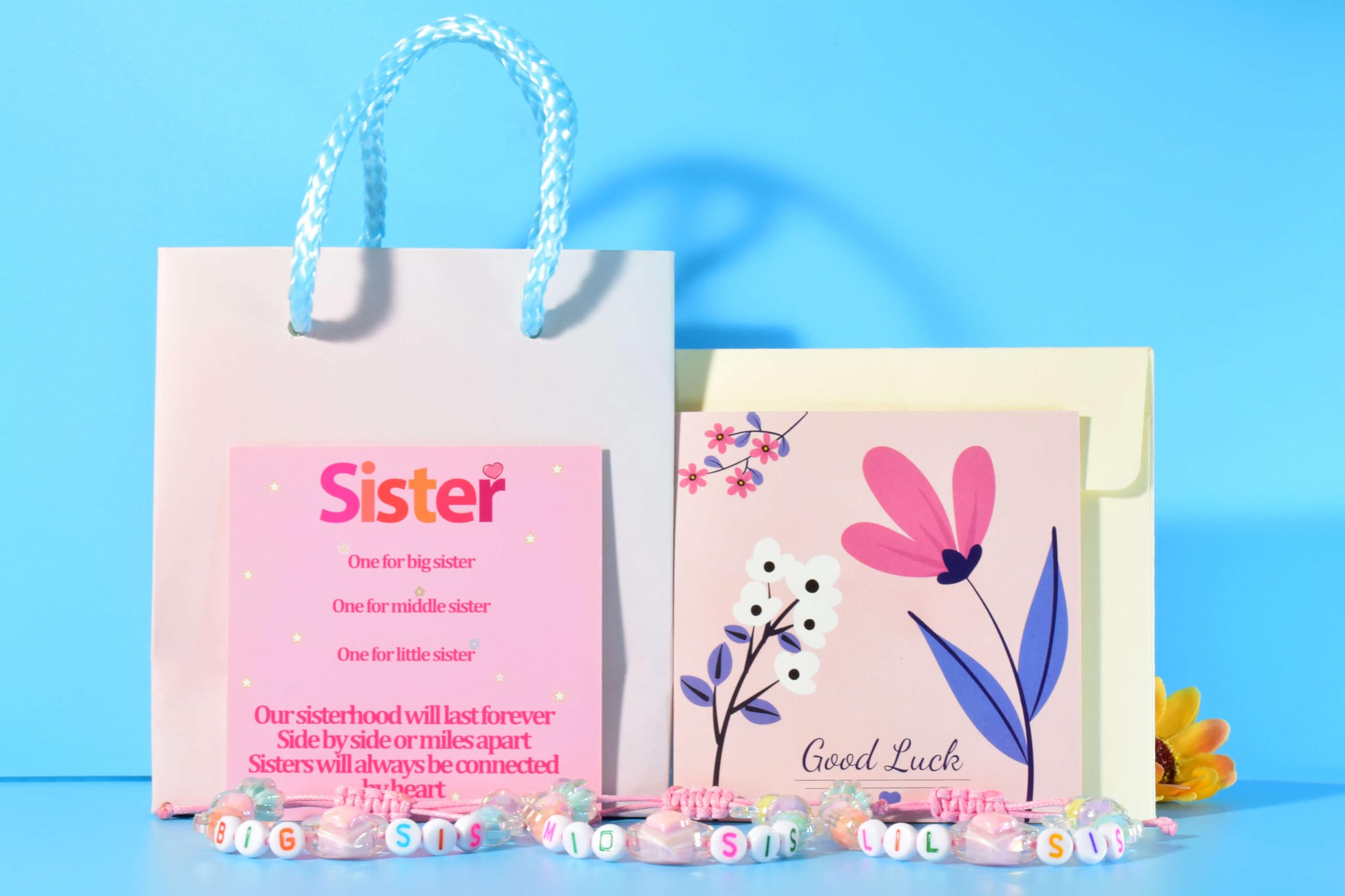 Big Sister Little Sister Matching Bracelet Set for 2 or 3 - Best Gifts for Twins, Daughters, Nieces & Granddaughters - Sweet Sister Jewelry for Christmas, Valentine's Day - Perfect for Sibling Bonding, Family Occasions & Special Moments
