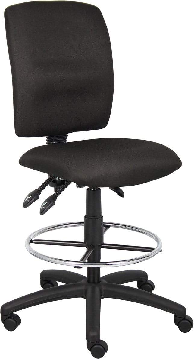 Boss Multi-Function Fabric Drafting Stool [B1635 BK] - Adjustable Height Office Chair for Artists, Designers & Tattoo Studios - Ergonomic Stool for Drawing, Sewing & Crafting Workstations