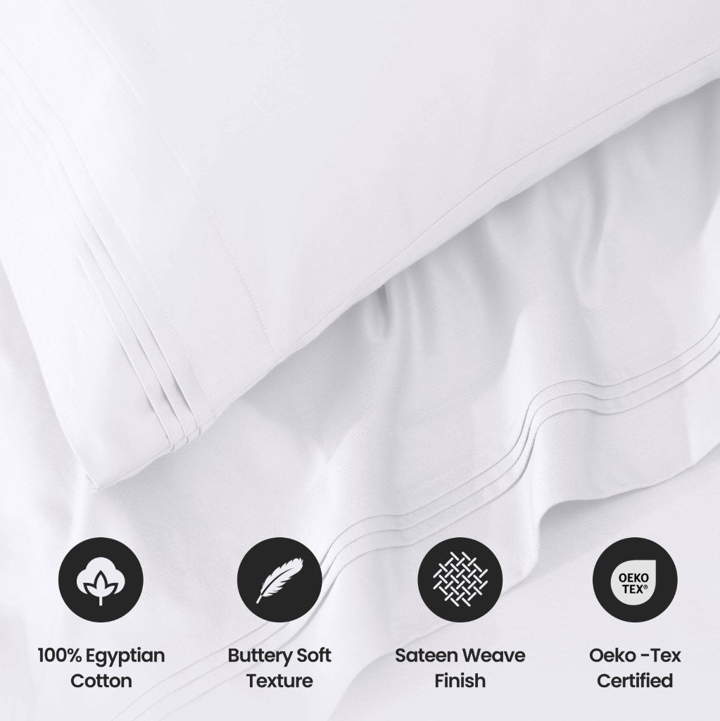 Premium 1000 Thread Count Egyptian Cotton Sheet Set - Eco-Friendly, Breathable & Hypoallergenic - Perfect for Luxury Bedding & Hot Sleepers