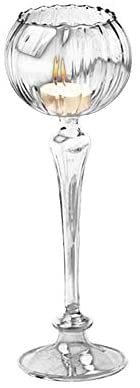 Elegant Glass Candle Holder - Decorative Candlestick for Table Centerpiece, Coffee Shop & Home Decor | Perfect for Romantic Dinners, Wedding Decor & Cafe Ambiance
