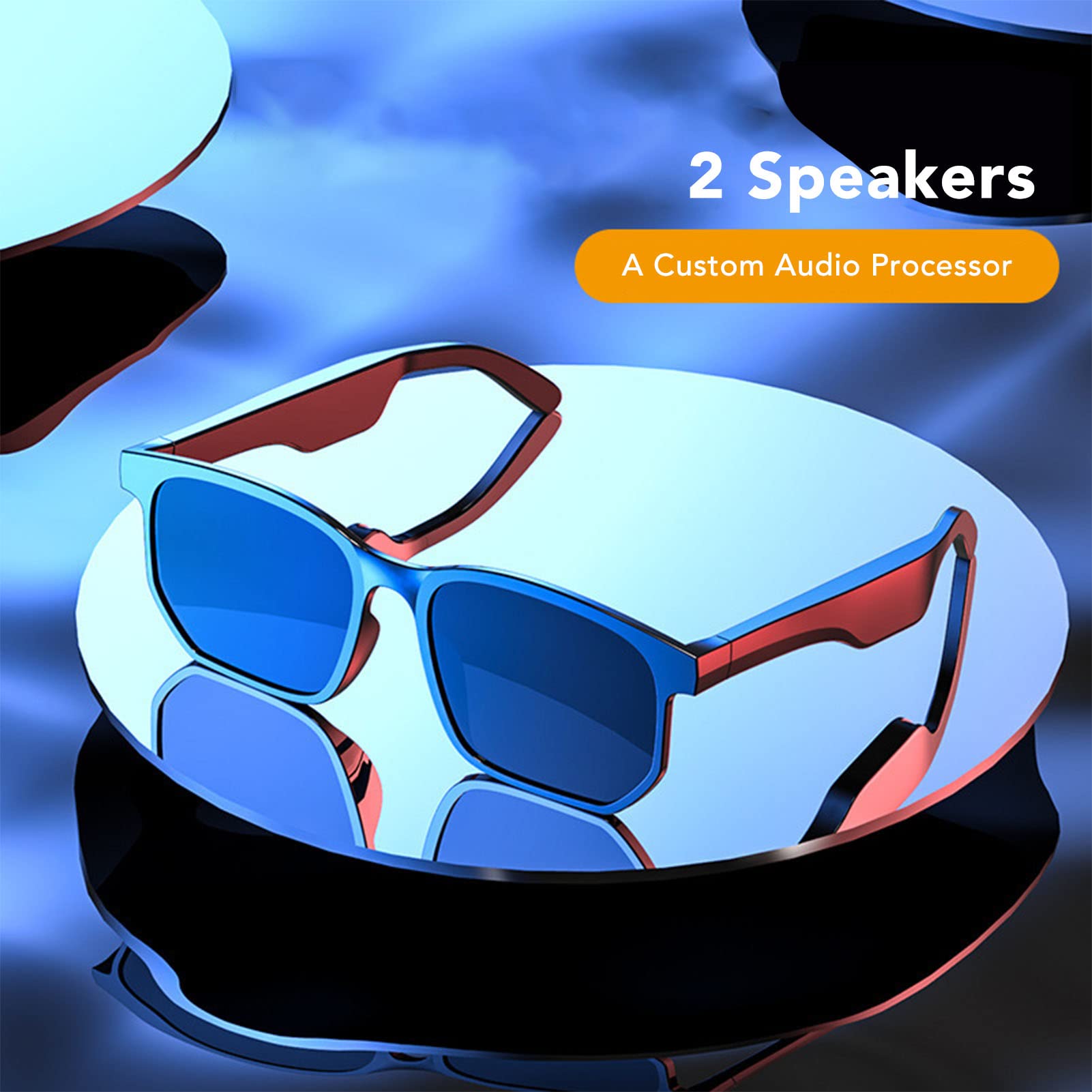 Gavigain Smart Sunglasses for Women - Lightweight 5.0 Bluetooth Audio Glasses with Built-in Microphone & Speakers, Hands-Free Calling & Music (Black) - Perfect for Running, Cycling & Outdoor Activities