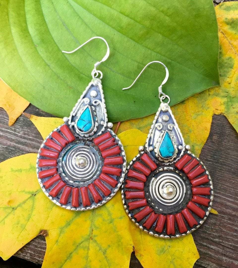 Handmade Tibetan Style Annapurna Earrings - Boho Ethnic Jewelry for Women - Perfect for Festivals, Travel & Boho Fashion