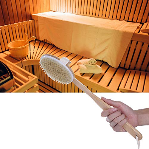 A K Homes Wooden & Plastic Bath Brush with Hanging Loop - Exfoliating Body Brush for Sauna, Shower & Dry Skin Care - Perfect for Spa, Home Bathing & Exfoliation