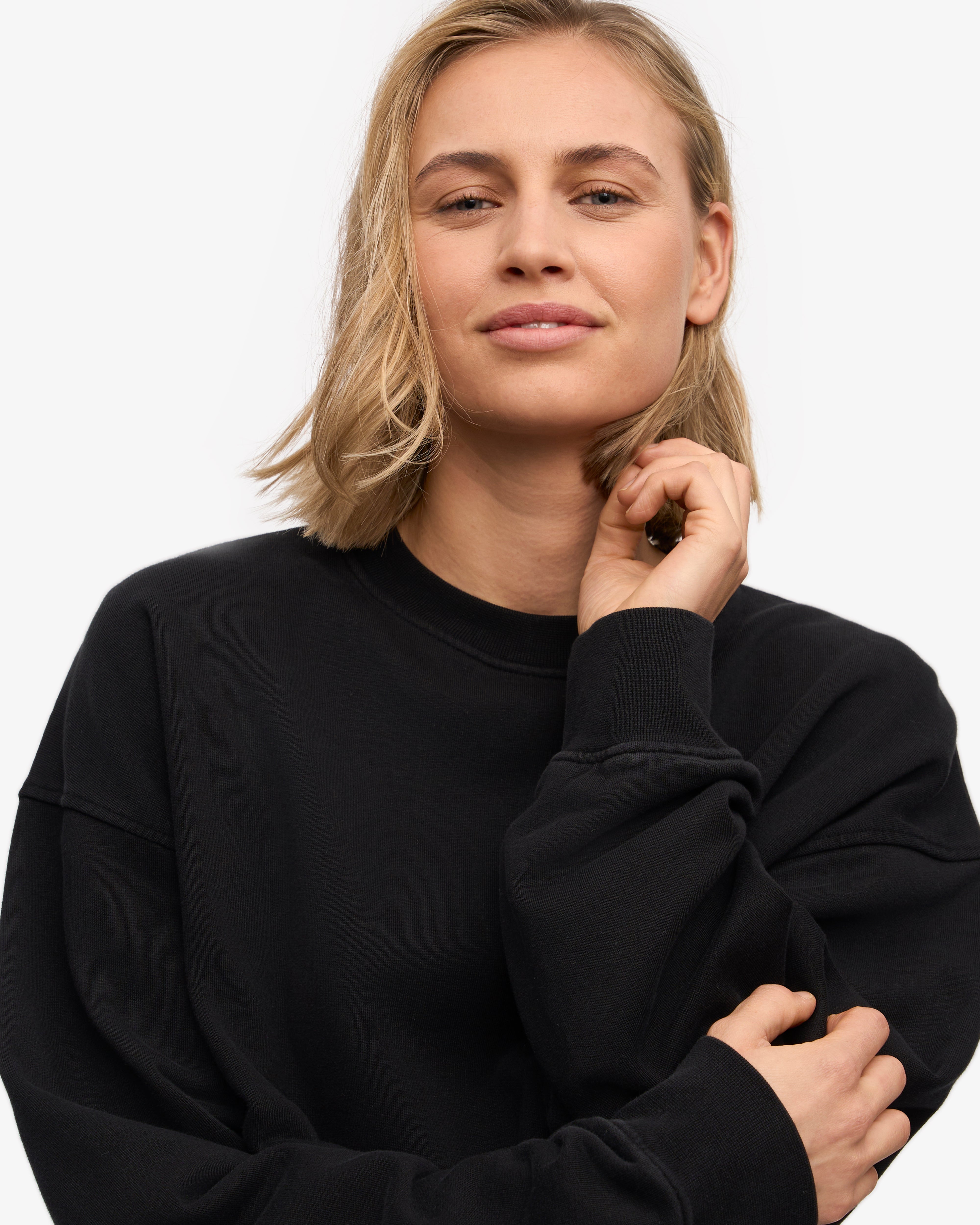 Organic Oversized Crewneck Sweatshirt for Women - Soft & Comfortable Deep Black Pullover - Perfect for Casual Wear, Lounge & Street Style