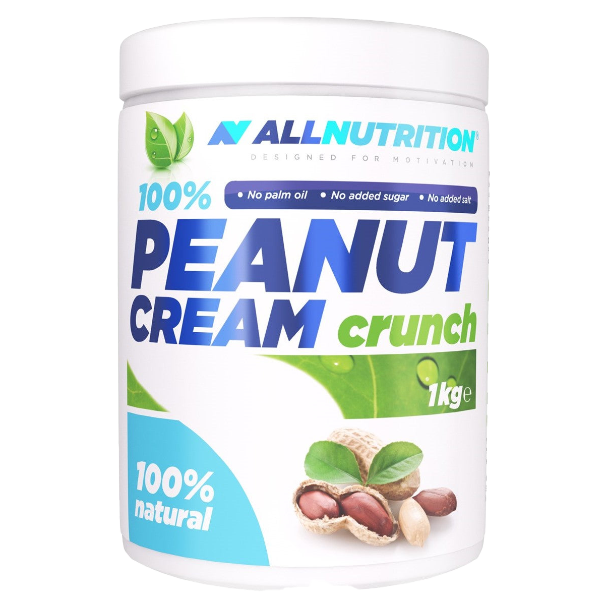Allnutrition 100% Natural Crunchy Peanut Butter - 35.2oz (1000g) Jar - High Protein Spread for Toast, Smoothies & Baking - No Added Sugar or Preservatives