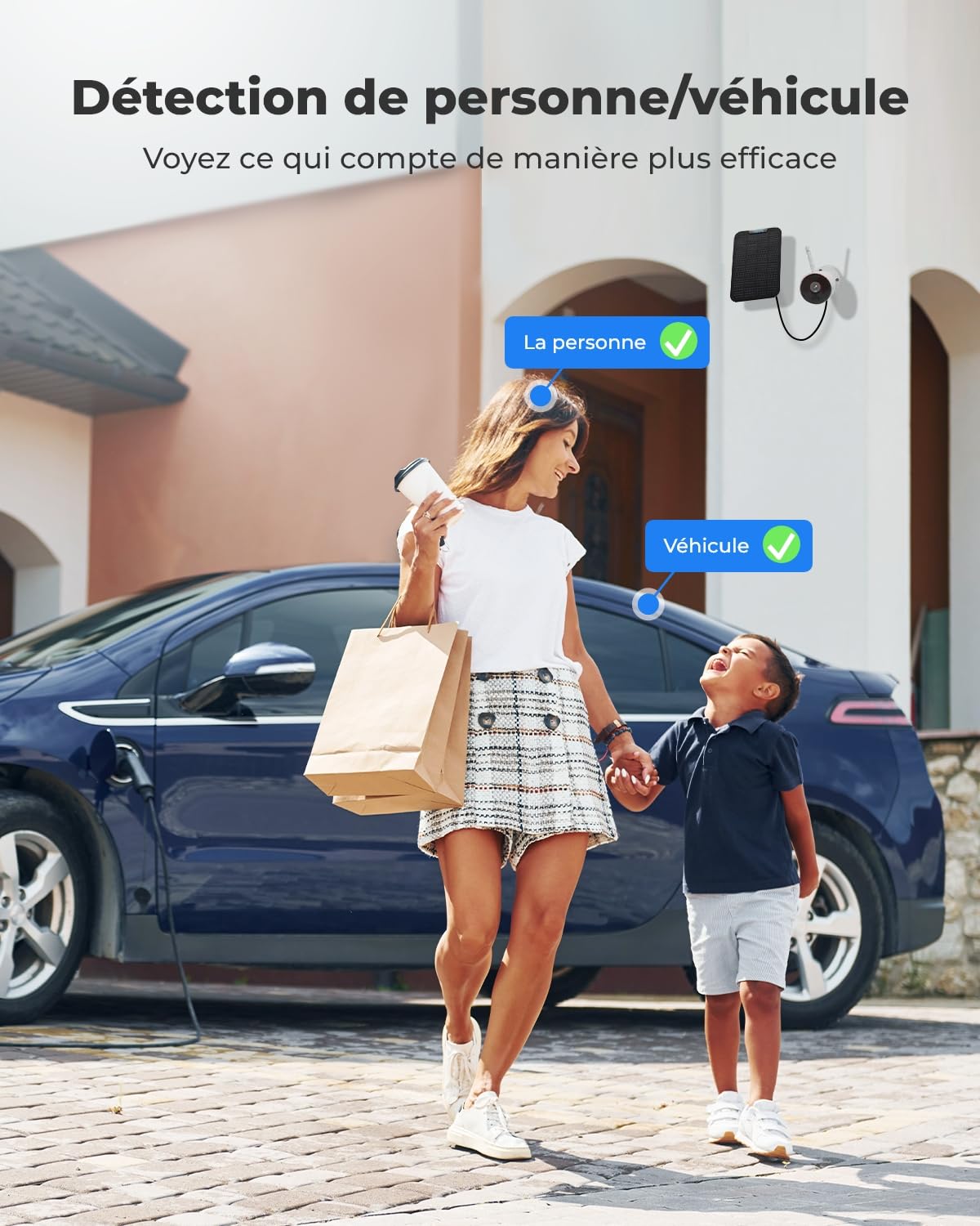 Reolink Argus Eco+ 2K Wireless Outdoor WiFi Security Camera with Solar Panel - Battery Powered, Night Vision, Two-Way Audio & Smart Person Detection - Ideal for Home Security, Backyard Monitoring & Business Surveillance