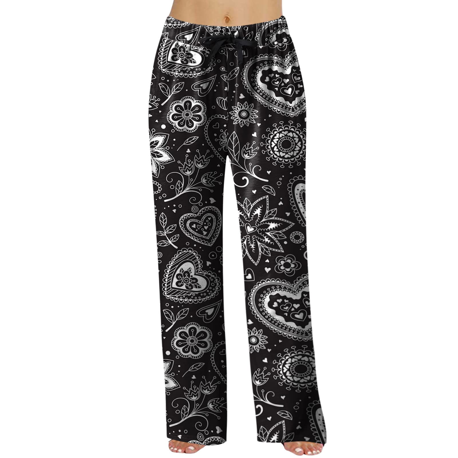 Women's Casual Plaid Cotton Pajama Pants with Lace Trim - Spring Home Wear, Lounge Sweatpants for Comfort & Style | Perfect for Relaxing at Home, Lounging or Sleeping