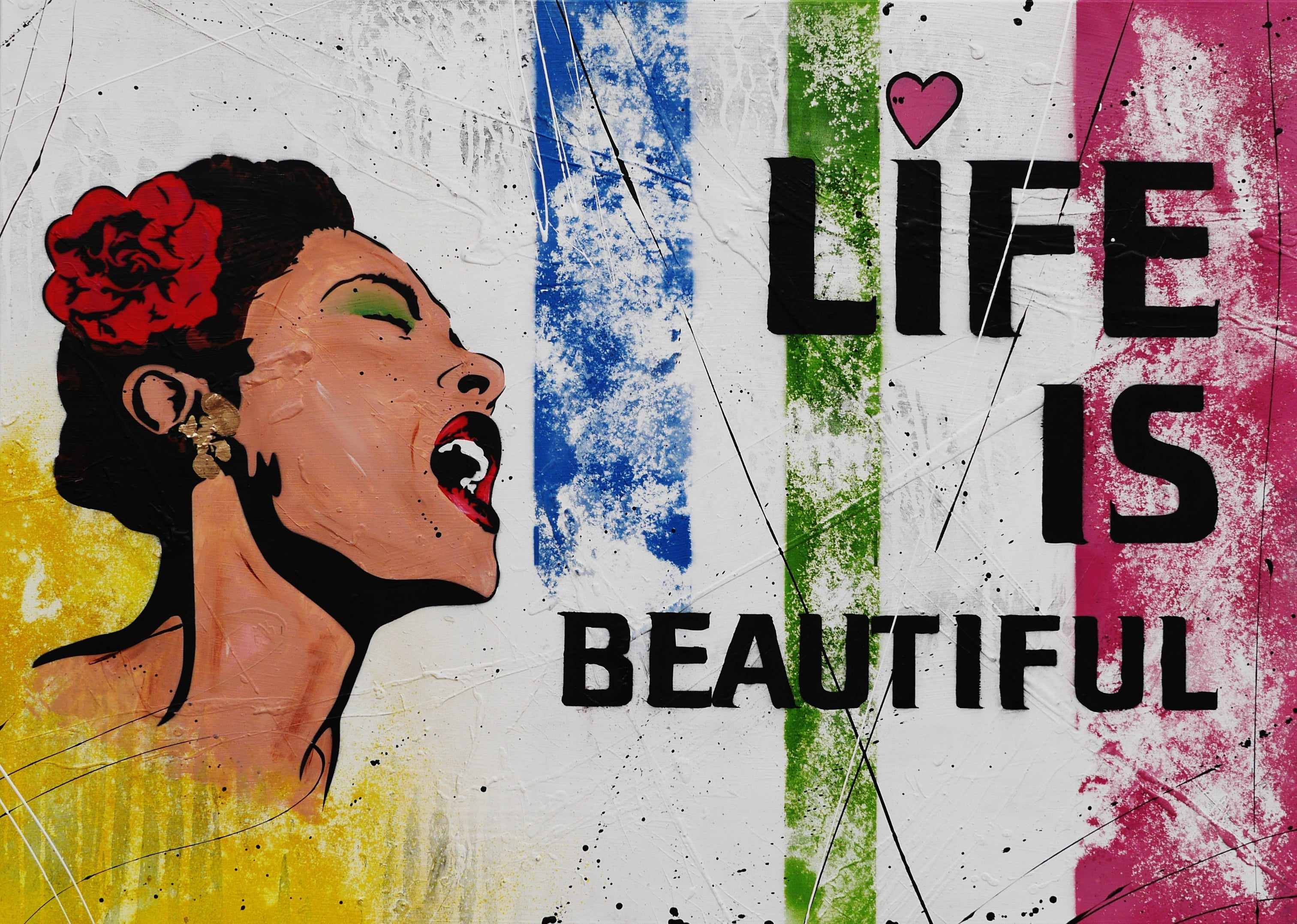 Billie Holiday Textured Urban Pop Art Painting - 140cm x 100cm Modern Wall Decor for Living Room, Bedroom & Office | Life is Beautiful Collection