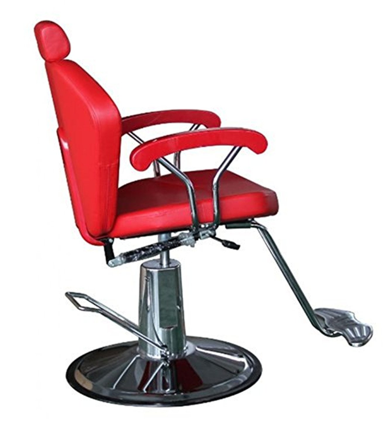 Professional Red Hydraulic Barber Chair with Adjustable Headrest & Footrest - Heavy Duty Salon Equipment for Hair Cutting & Shaving - Perfect for Barbershops, Salons & Home Use