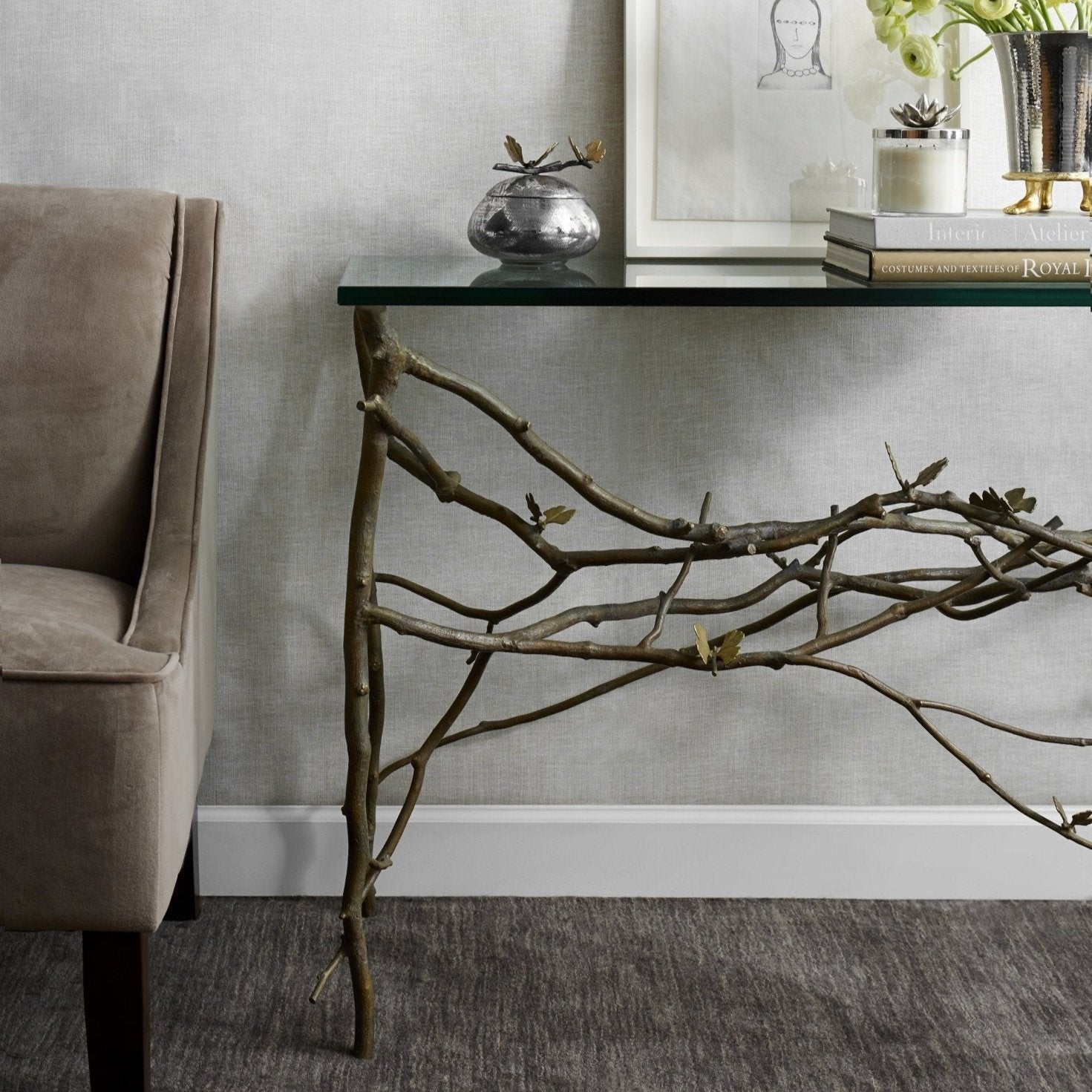 Elegant Butterfly Ginkgo Console Table - Entryway Sofa Table with Unique Leaf Design for Home Decor & Living Room