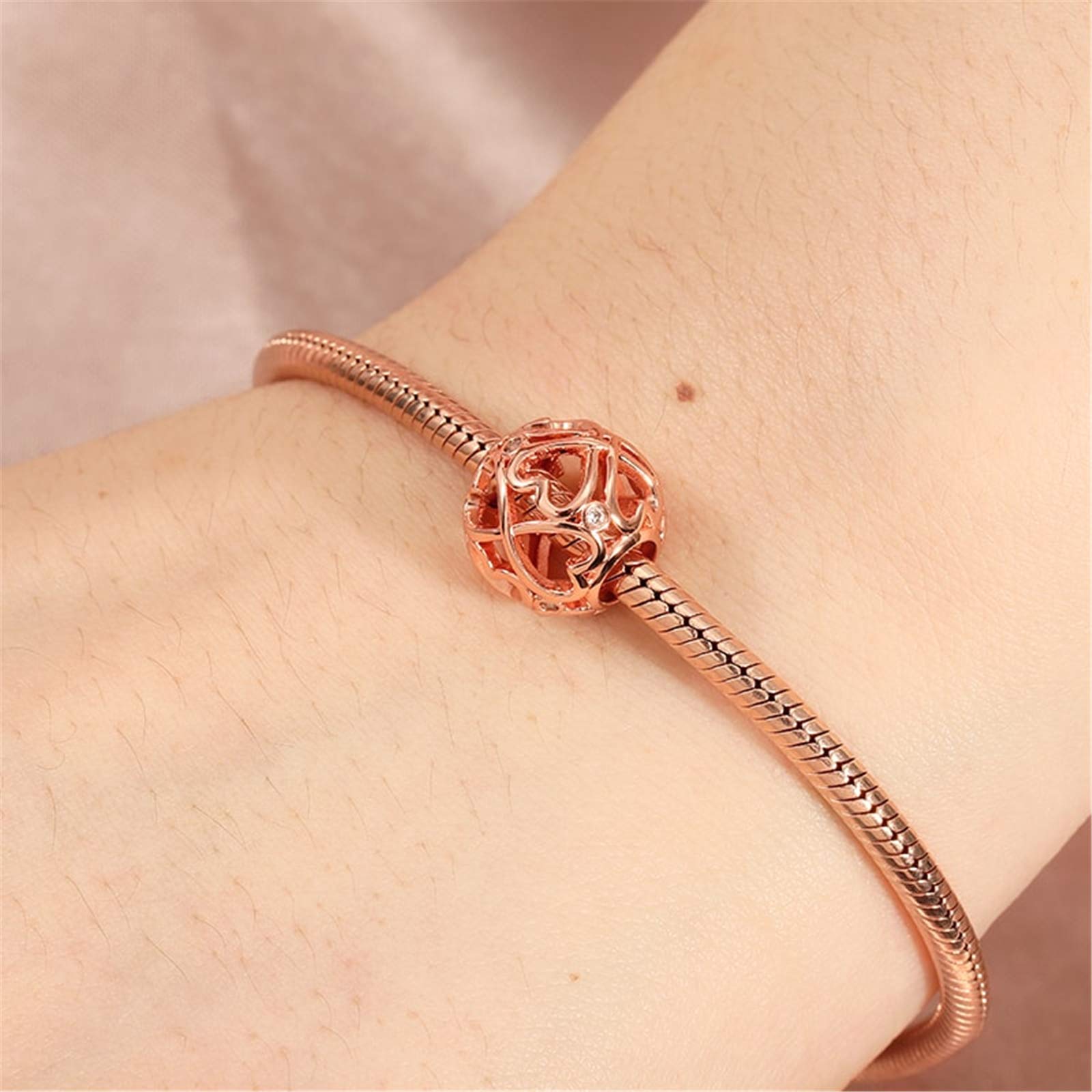GNOCE Rose Gold Sterling Silver Infinite Heart Charm Necklace for Women - Elegant Jewelry Gift for Her, Perfect for Valentine's Day, Anniversary & Romantic Occasions