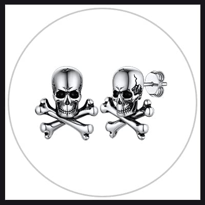Crossbones Skull Stud-Steel