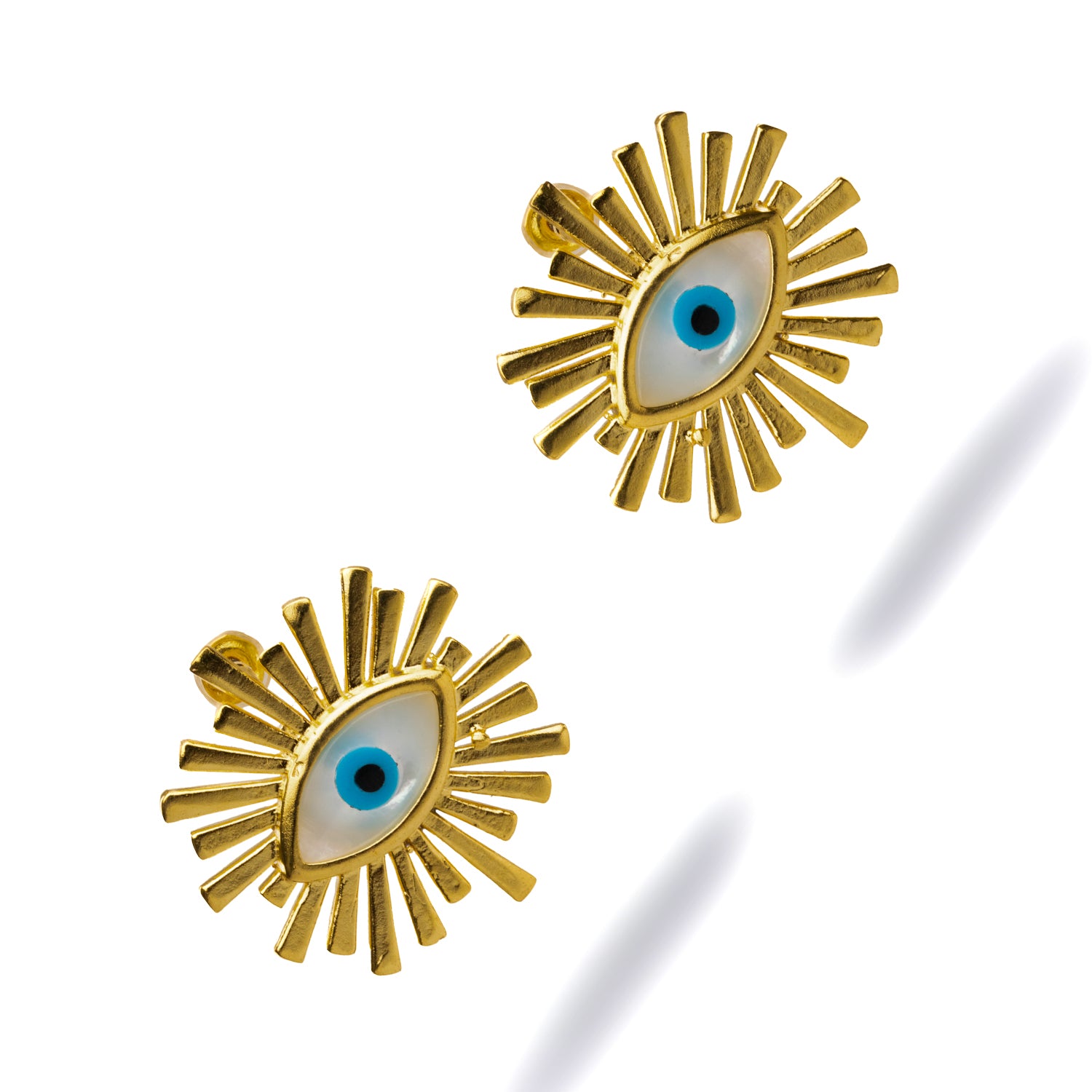 Guardian Aura Chunky Gold & Pearl Evil Eye Stud Earrings for Women – Stylish Protection Jewelry for Everyday Wear, Gift Ideas & Boho Fashion Accessories