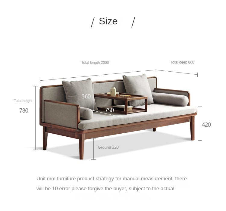 Premium Black Walnut & Ash Solid Wood Sofa - Traditional Chinese Style Living Room Seating for Home, Office, or Lounge Decor