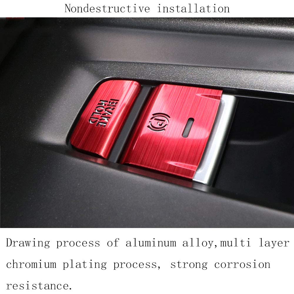 Premium Aluminum Alloy Handbrake Button Cover - Red Electronic Parking Brake Cap & P Gear Trim Accessories (2Pcs) for 2018-2023 Honda Accord - Enhances Interior Style & Protects Button from Wear