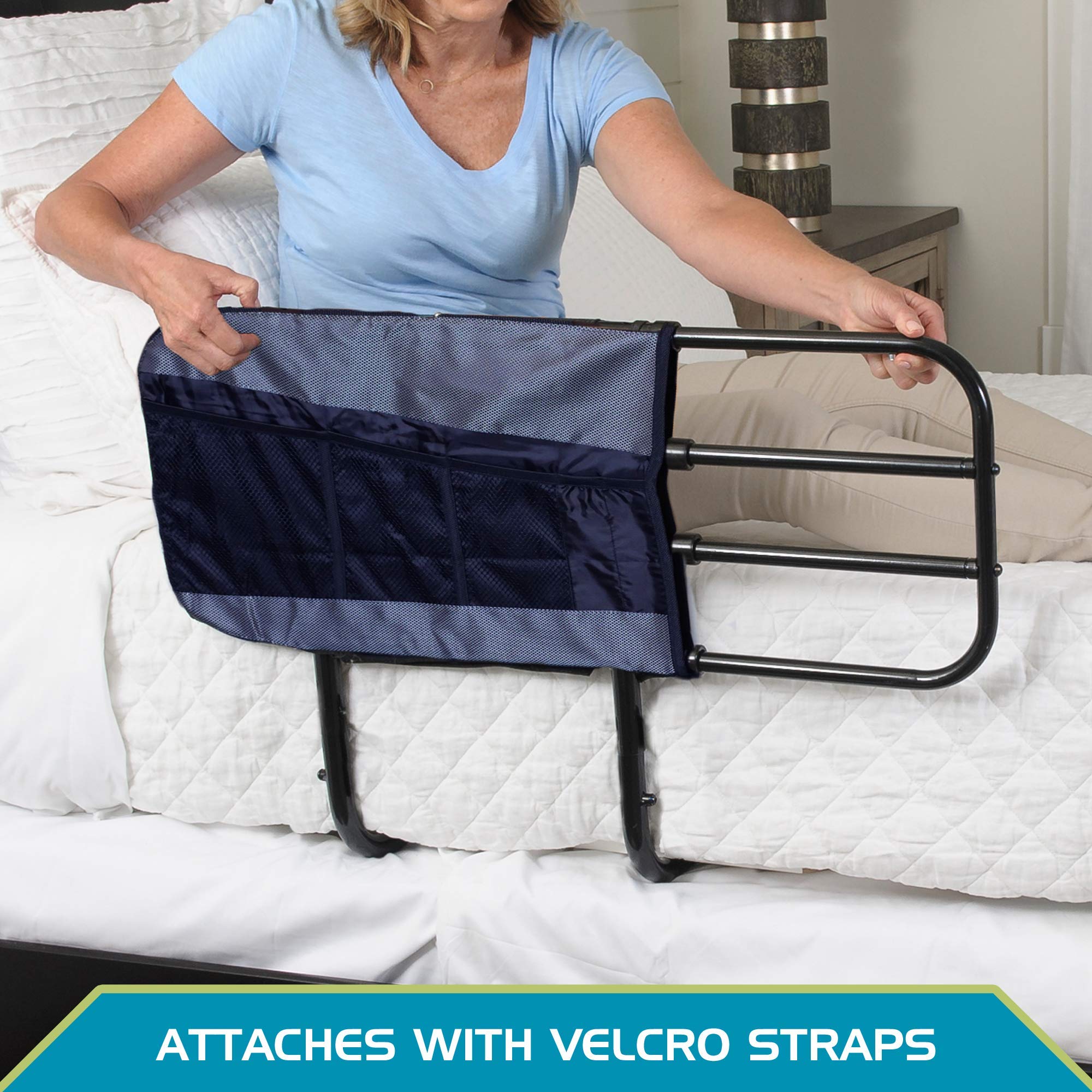 Able Life 4-Pocket Bed Rail Organizer Pouch - Hanging Bedside Storage Caddy with Mesh Pockets for Easy Access | Bedrail Accessory Bag | Compatible with Able-Life Bedside Extend-A-Rail | Perfect for Storing Books, Remote, Phone & Essentials by Your Bedside