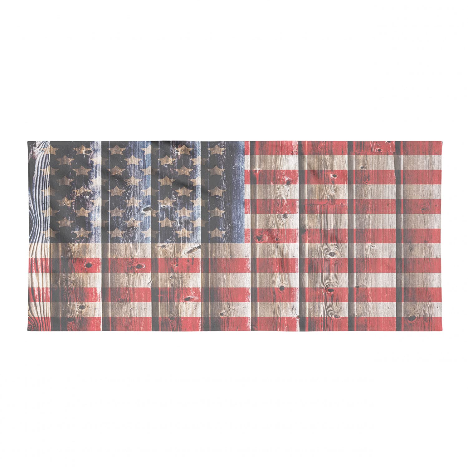 Ambesonne 4th of July Hiking Towel - American Flag Wooden Design Quick Dry Microfiber Towel for Camping, Backpacking & Outdoor Sports - Vermilion Navy Blue - Perfect for Picnics, Beach Trips and Patriotic Events