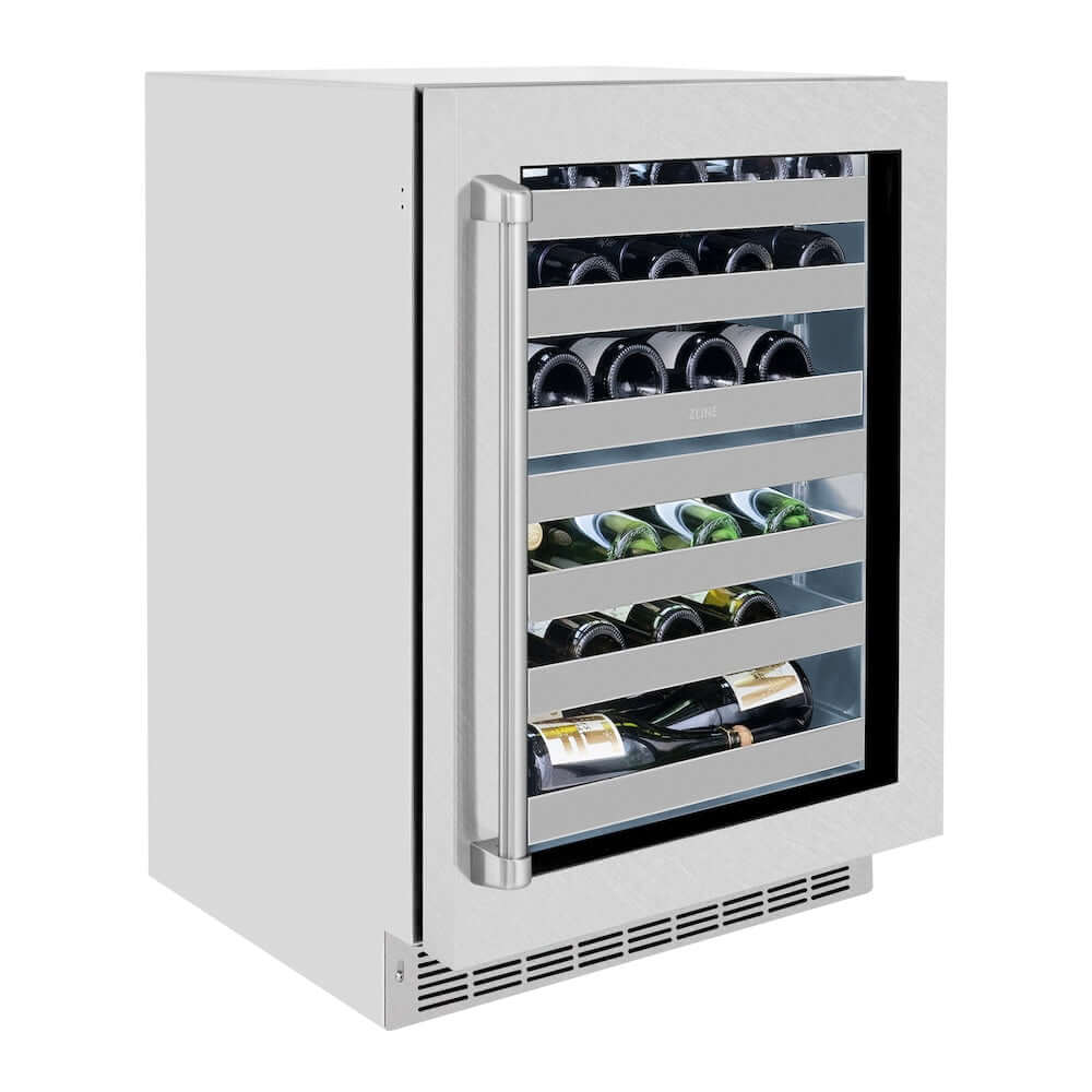 ZLINE 24 Inch Dual Zone 44 Bottle Wine Cooler Refrigerator - Touchstone Series with Satin Stainless Steel Glass Door (RWDO SN 24) - Perfect for Home Bars, Restaurants, and Wine Cellars