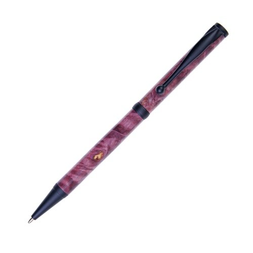 Lanier Pens Slimline Twist Pen - Black Enamel & Purple Box Elder Wood - Elegant Writing Instrument for Office, Gifts & Special Occasions