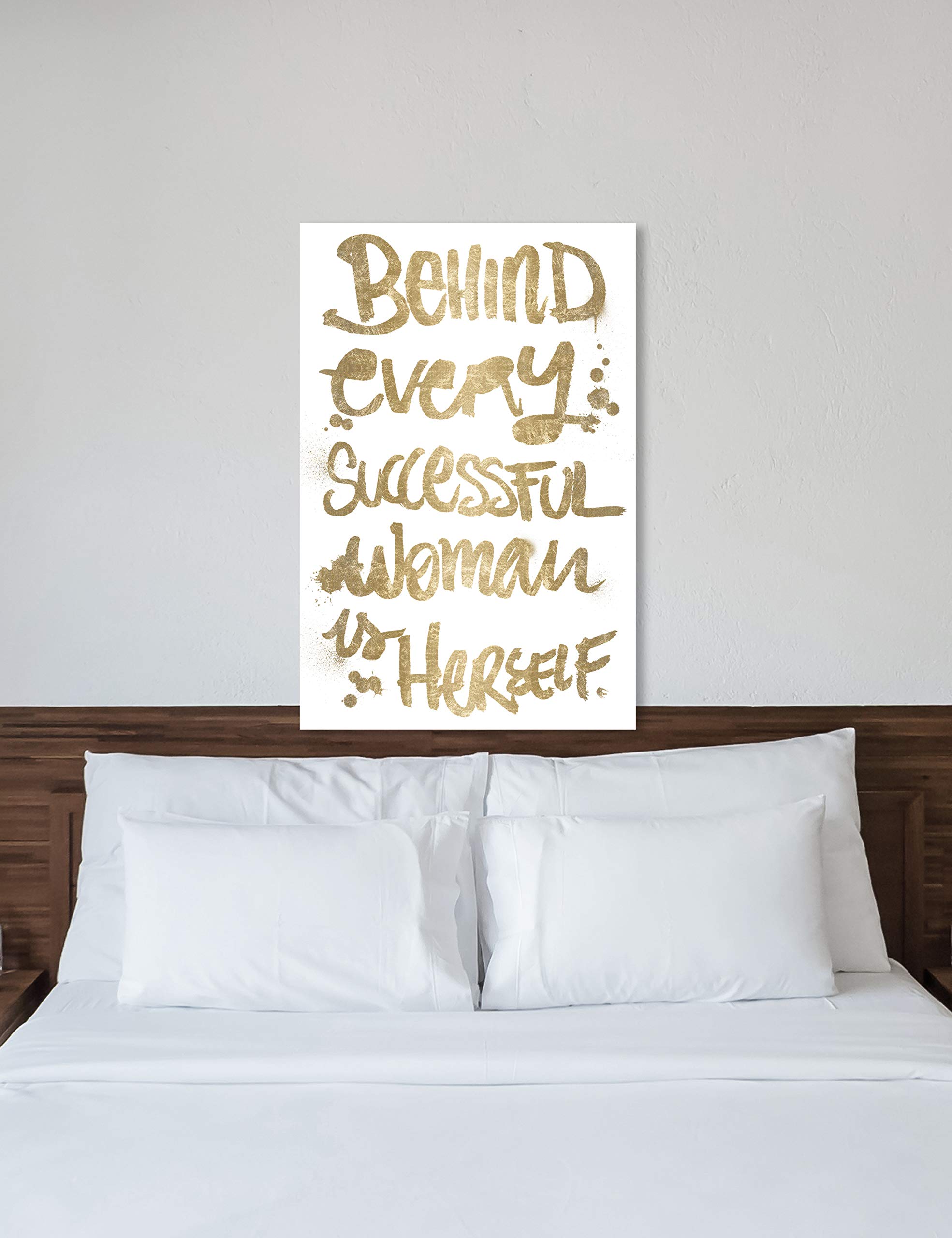 Oliver Gal Artist Co. Typography & Quotes Wall Art Canvas Print - 'Successful Woman' Home Decor, 36x24 Inches, Gold & White - Perfect for Office, Living Room & Bedroom Inspiration