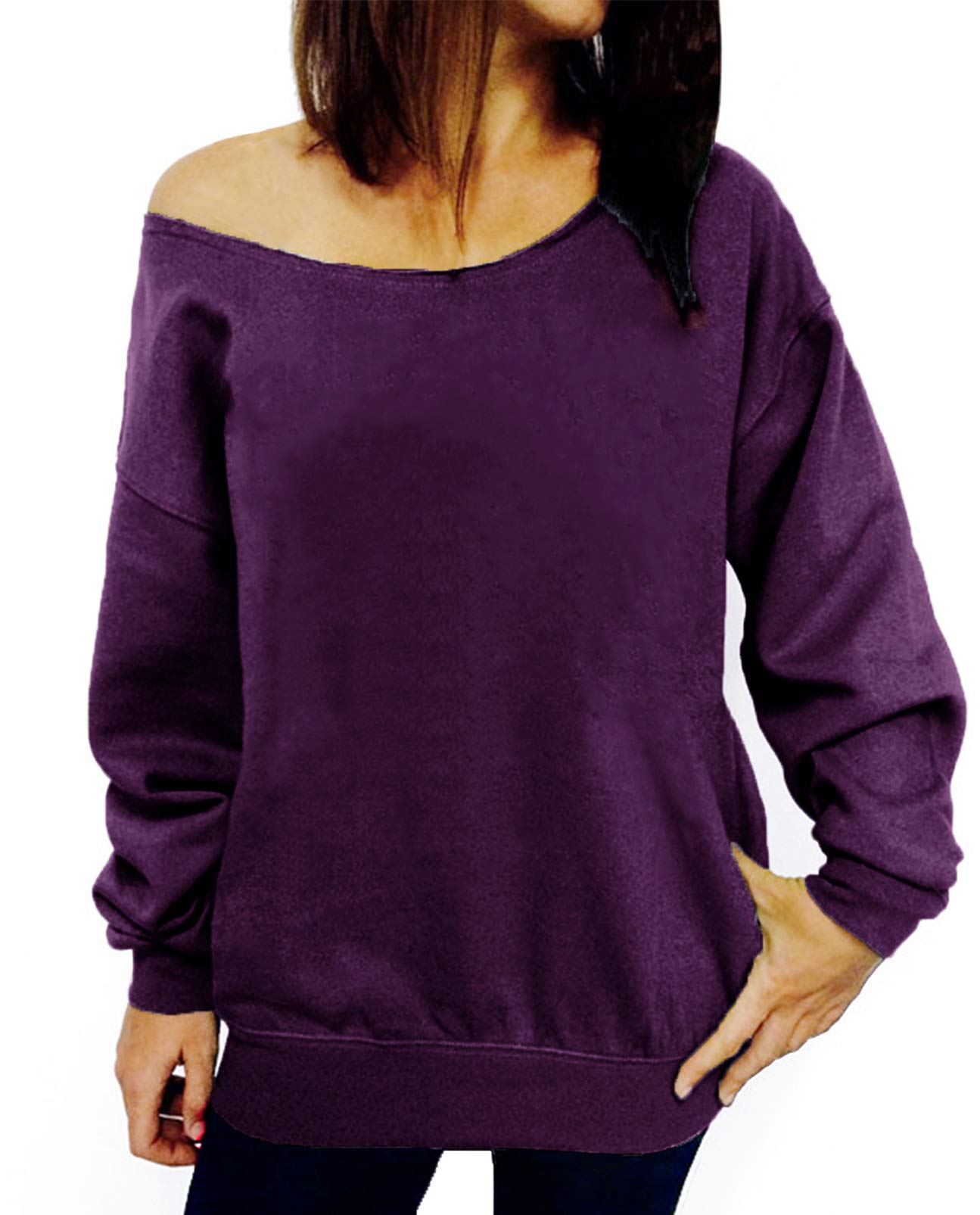 Lymanchi Women's Off Shoulder Sweatshirt - Long Sleeve Slouchy Pullover Top for Casual Wear | Sexy & Comfortable Loungewear for Date Night, Girls Night Out & Weekend Relaxation