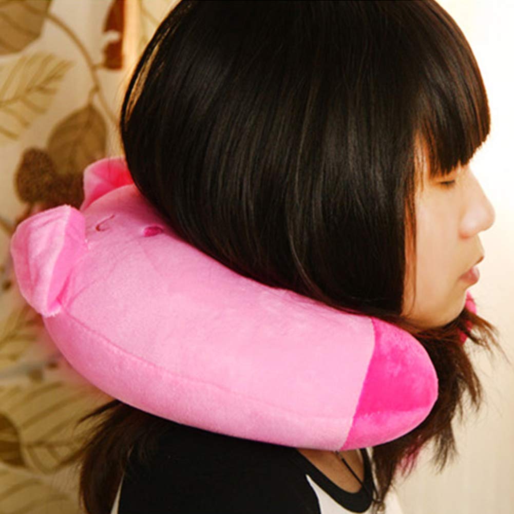 **Soft Animal Travel Pillow for Kids & Toddlers - U-Shaped Neck Support, Plush Head & Chin Cushion, Cozy Airplane & Car Ride Essential - Perfect Gift for Children (Pink Pig)**    *Use Case: Ideal for long flights, road trips, naps, and cozy comfort during travel.*