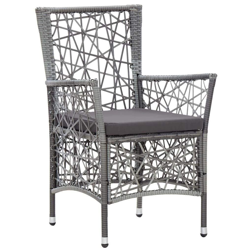 5-Piece Outdoor Dining Set with Large Glass Table & Poly Rattan Chairs - Patio Furniture with Armrests & Cushions for Backyard, Garden, Poolside Dining & Entertaining