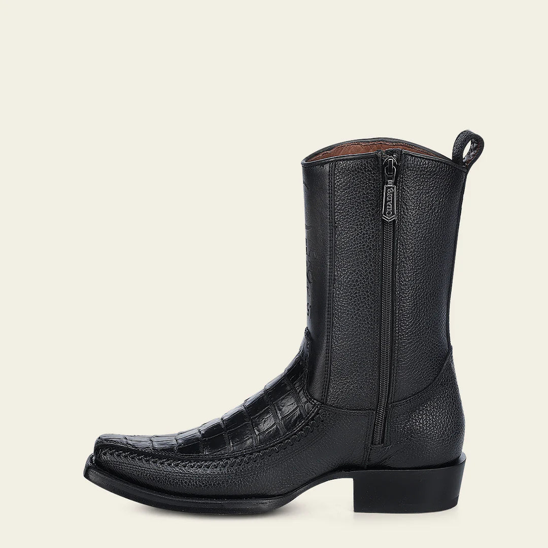 Men's Cuadra Black Leather Cowboy Ankle Boots with Zip - Stylish Western Boots for Riding, Dancing & Casual Wear