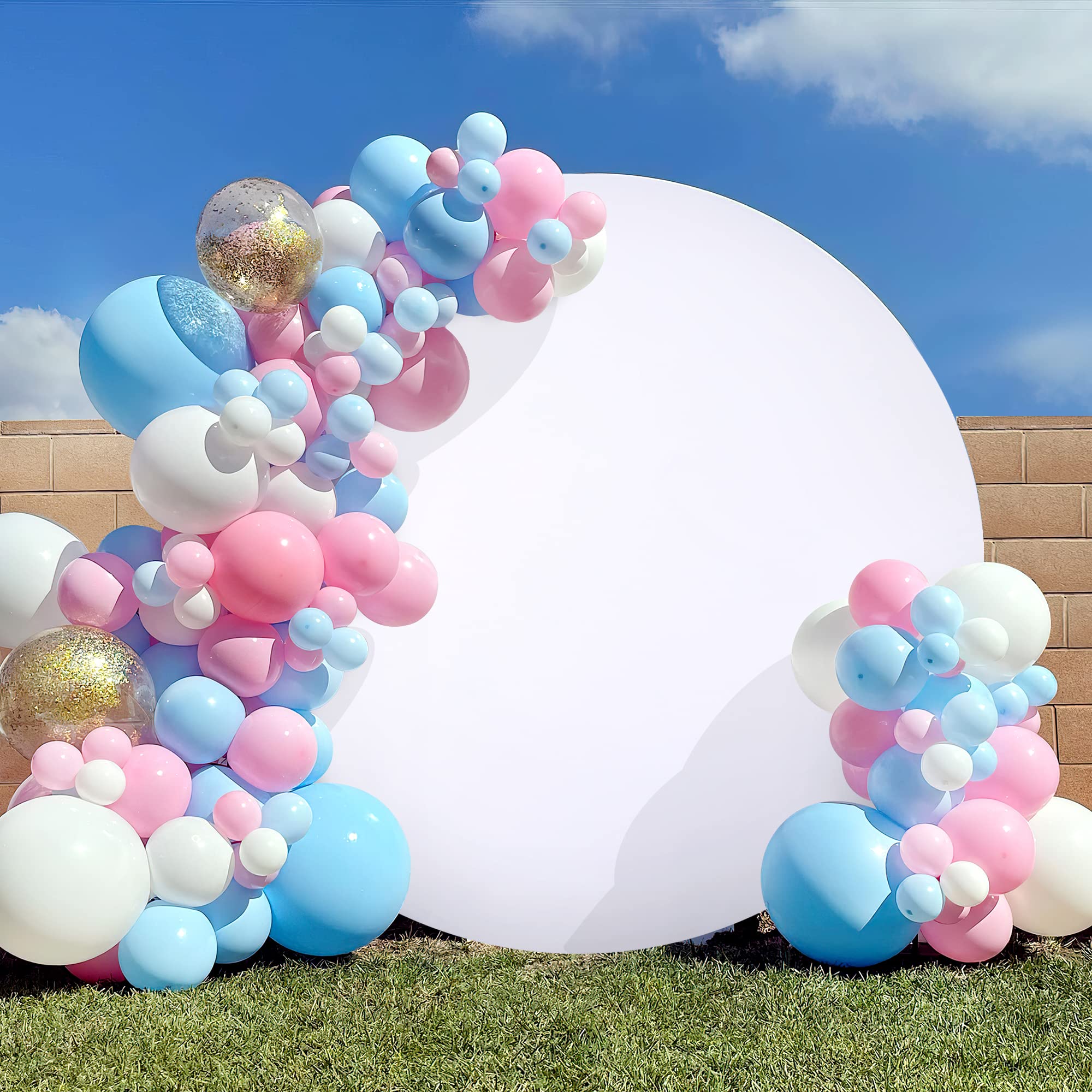 7.2x7.2ft White Round Backdrop Cover - Perfect Circle Photography Background for Valentine's Day, Birthday Parties, Baby Showers & Weddings | Photo Booth Decor, Event Backdrop, Social Media Content Creation