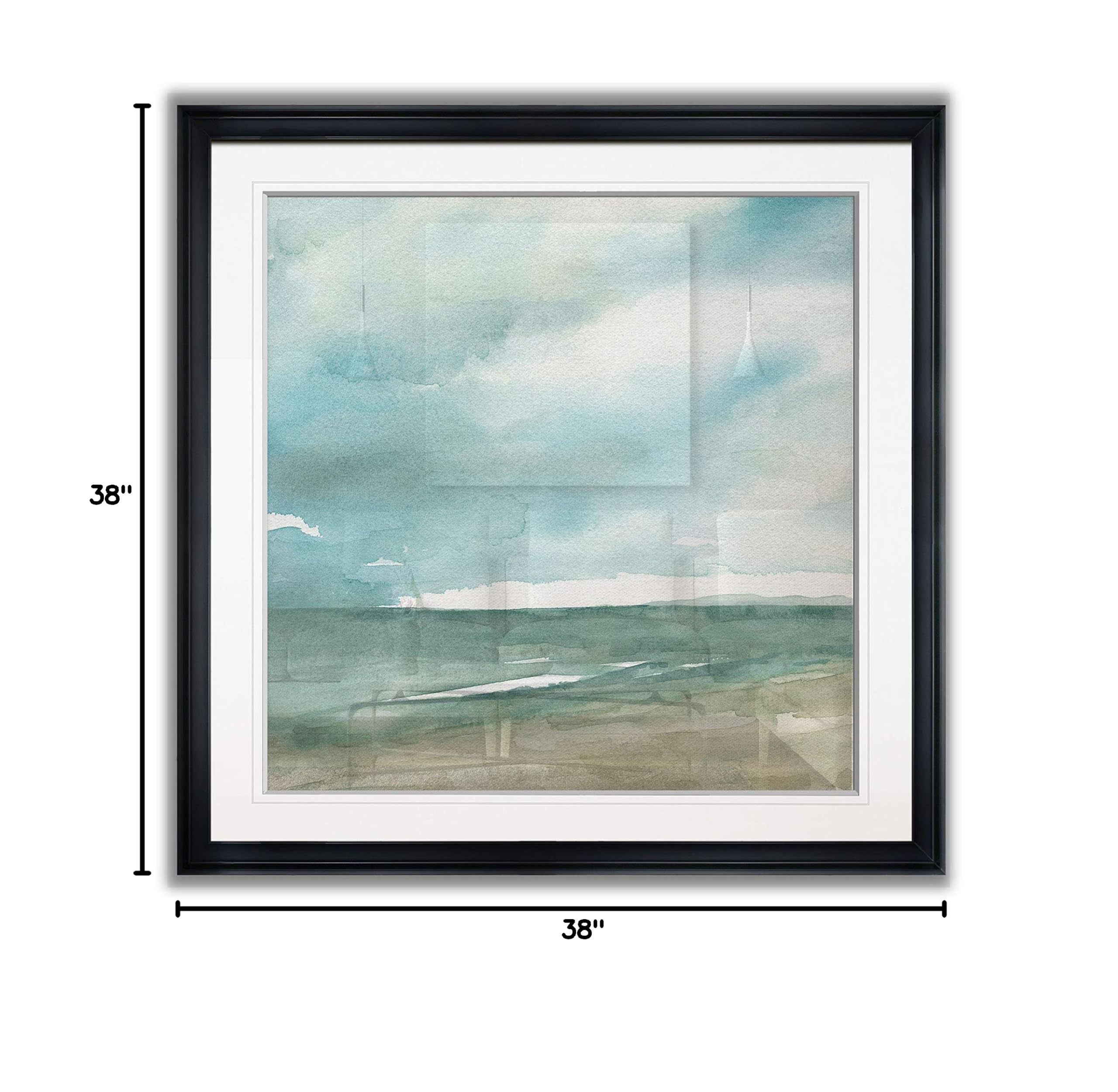 Tranquil Seas Coastal Wall Art - Framed Blue Ocean Seascape Painting, Giclee Canvas Print for Beach House Decor | Perfect for Living Room, Bedroom & Office Wall Decor