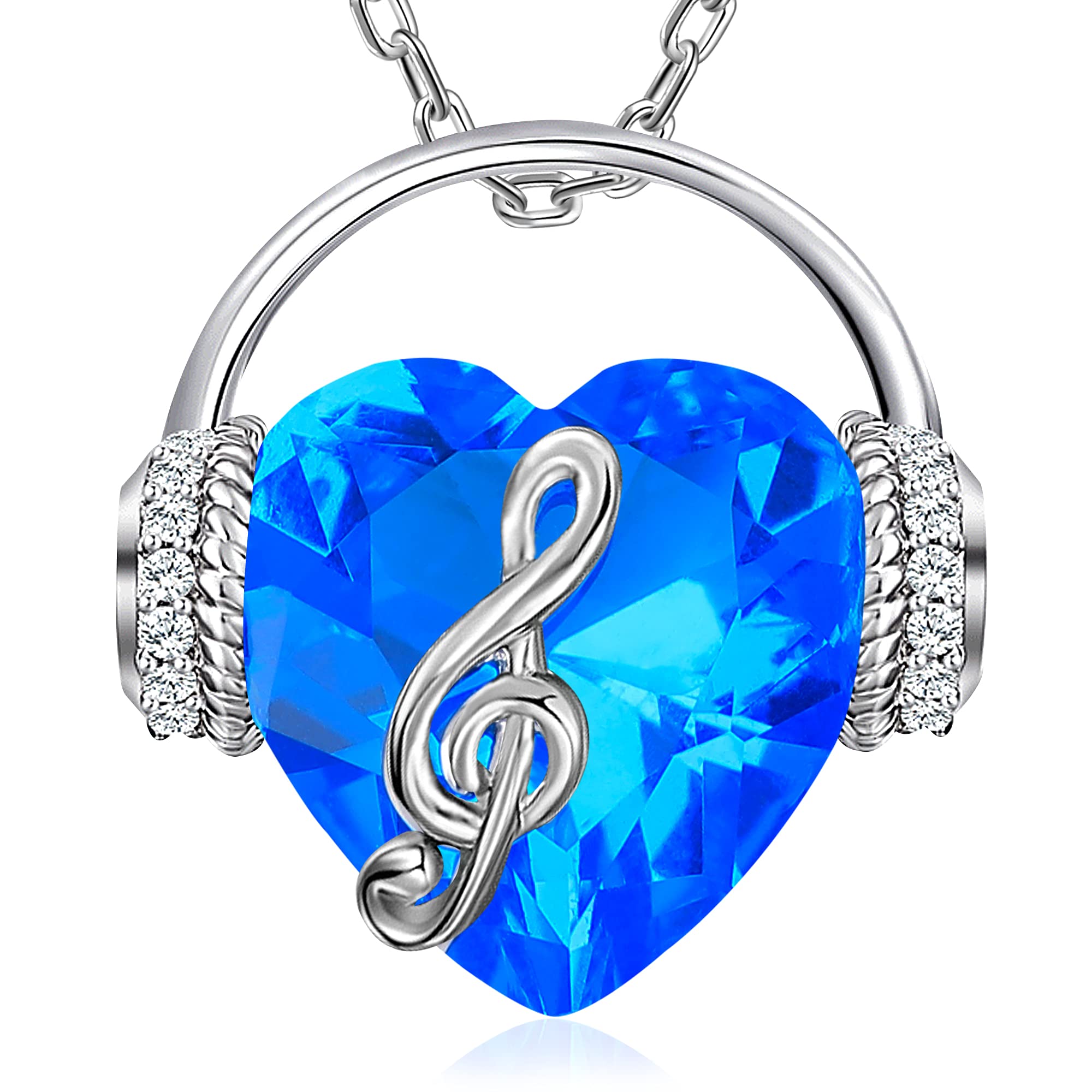 Music Note Necklace for Women - Heart Pendant with Birthstone Crystal Jewelry | Elegant Gift for Mom, Wife, Girlfriend | Perfect for Christmas, Valentine's Day, Anniversary & Birthday | Ideal for Date Nights, Special Occasions & Everyday Wear