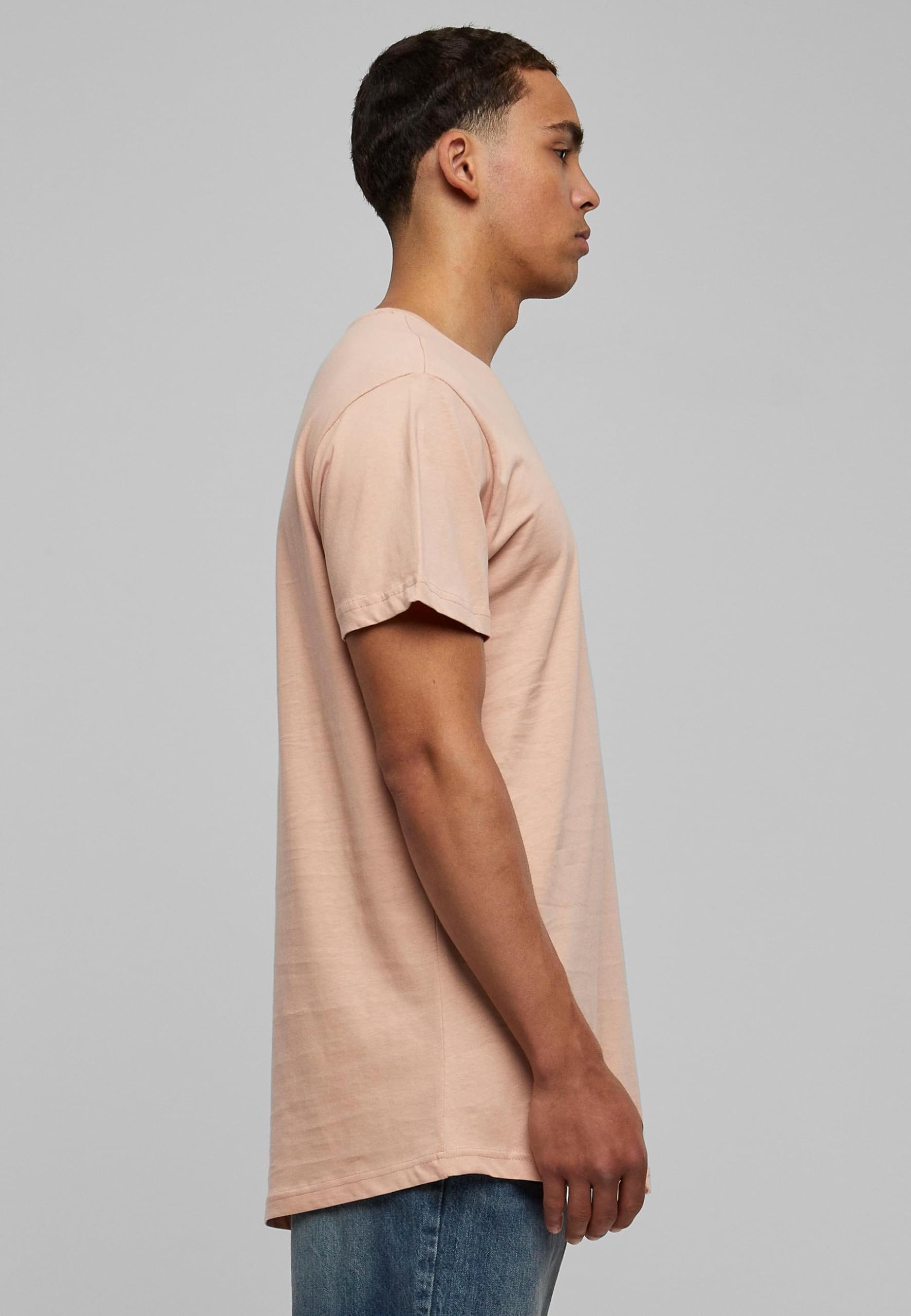 Stylish Shaped Long Tee in Light Rose - Size M | Trendy Women's Casual T-Shirt for Everyday Wear & Layering