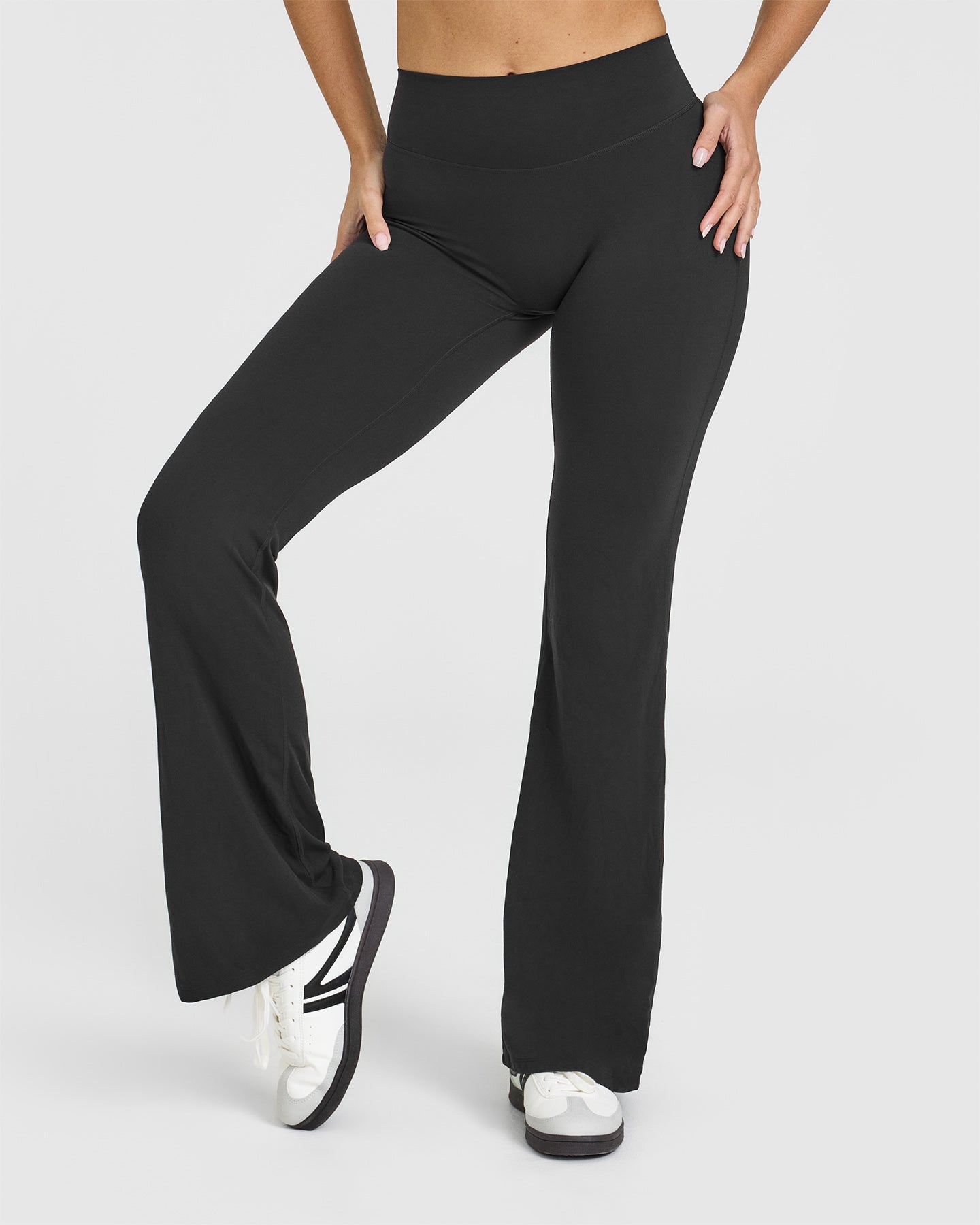 SoftMotion™ Flared Yoga Pants for Women - Stretchy High Waisted Soft Black Leggings | Perfect for Yoga, Workouts & Casual Wear