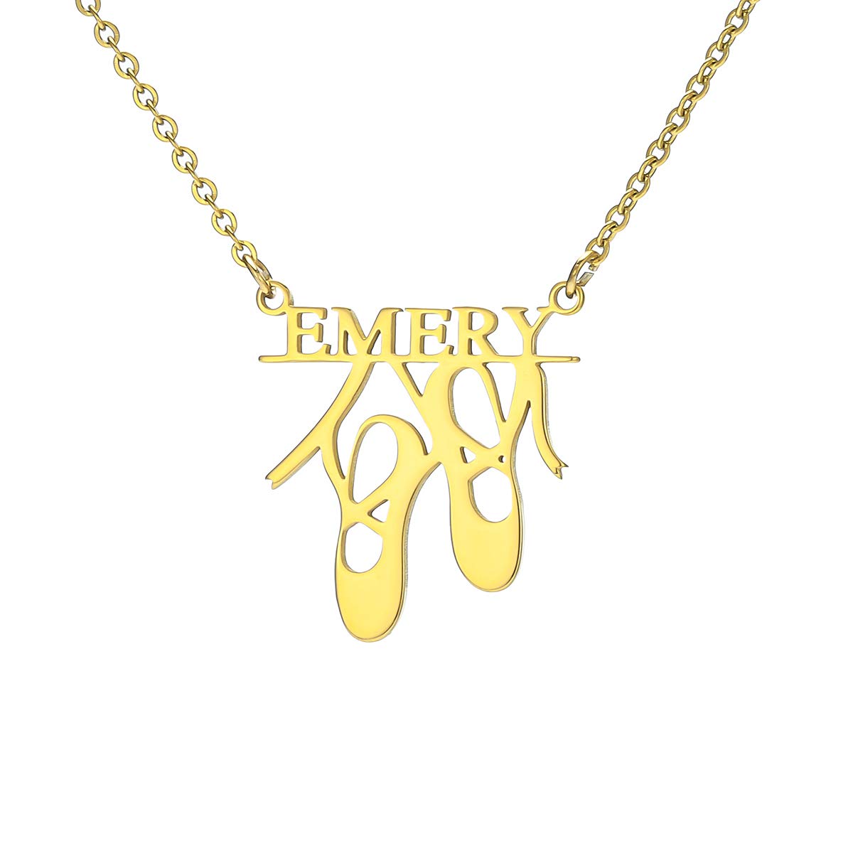 Personalized Ballet Shoes Name Necklace - Custom Dance Jewelry Gift for Ballerinas, Dancers & Dance Lovers - Perfect for Birthdays, Recitals & Dance Competitions