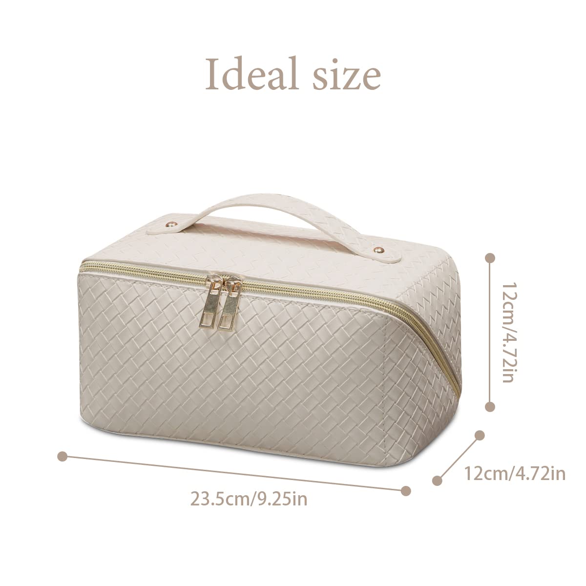 PEARLOVE Large Waterproof Makeup Bag for Travel, Women's PU Leather Cosmetic Organizer - White, Perfect for Skincare & Toiletries Storage