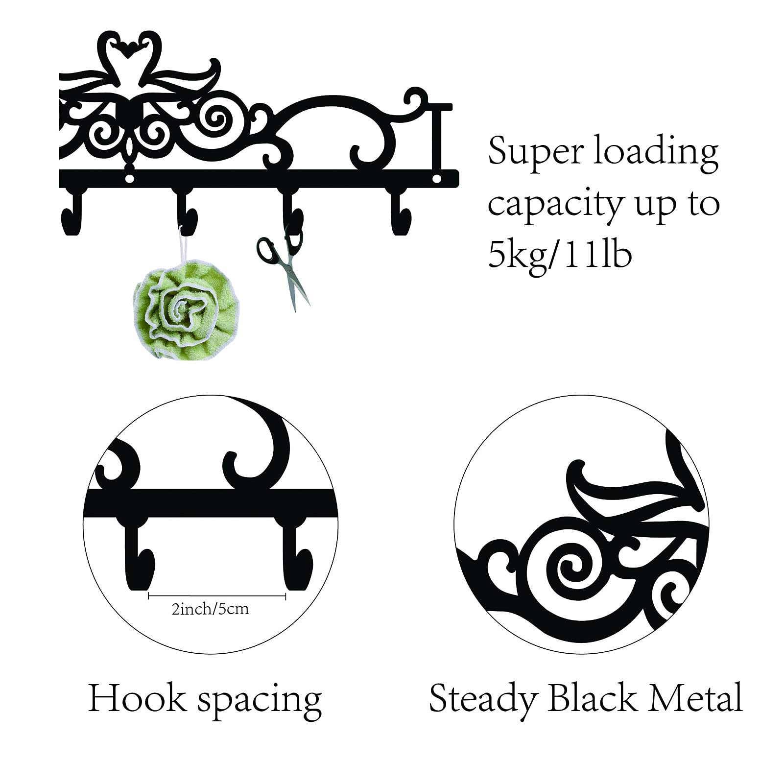 CreativeCABIN Decorative Mandarin Duck Wall Mounted Key Holder with 6 Hooks - Flower Design Iron Key Hanger for Entryway, Bathroom, Kitchen - Perfect for Organizing Keys, Towels & Small Items in Home or Office
