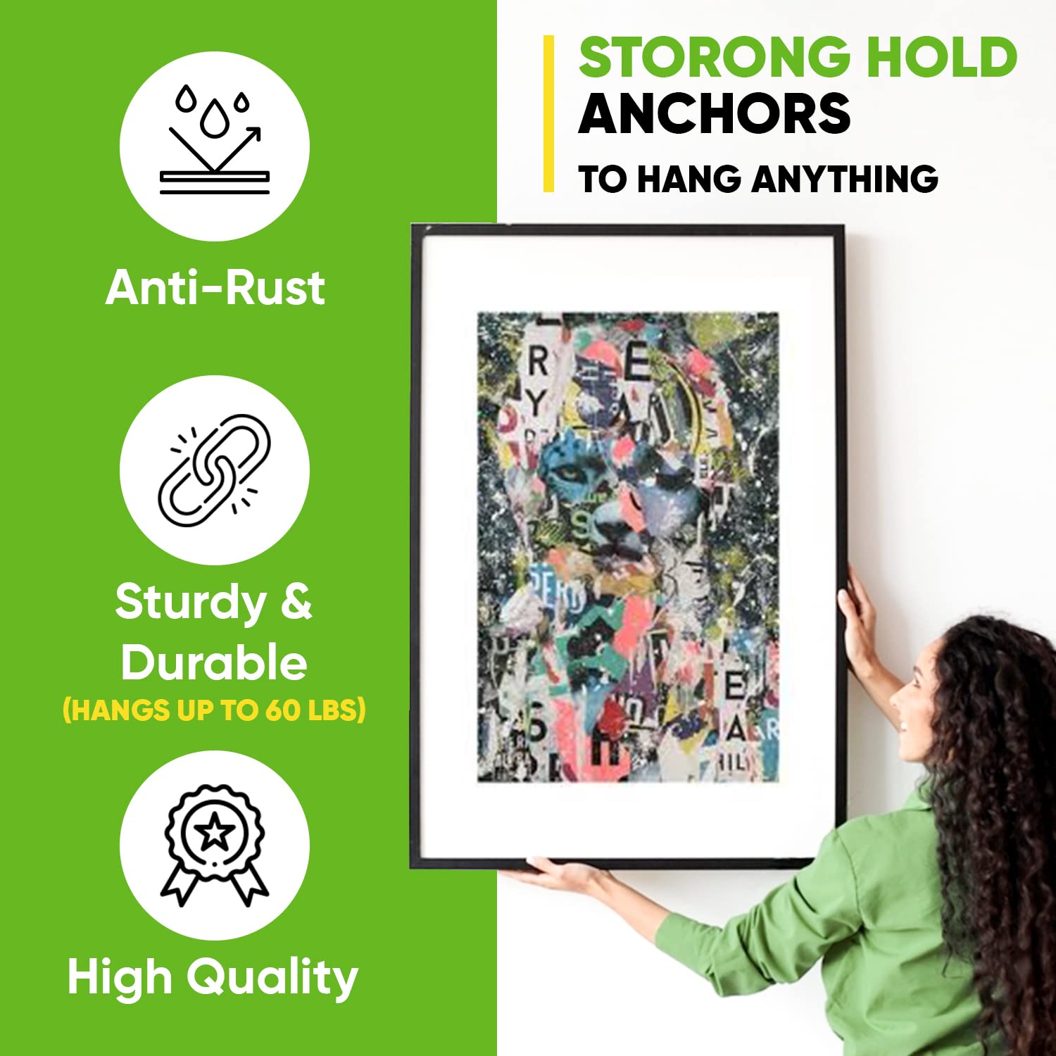 Heavy Duty #8 Drywall Anchors and Screws Kit - 5 Pack Plastic Self-Drilling Wall Anchors for Sheetrock | No Pre-Drill Required | Perfect for Hanging Pictures, Shelves, and Home Decor