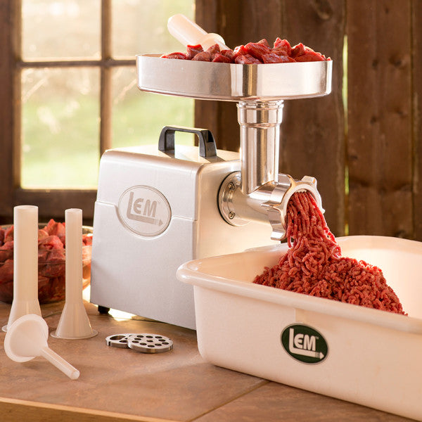 LEM Mighty Bite #8 Electric Meat Grinder - Heavy Duty Stainless Steel for Home Kitchen & Hunting - Free Shipping USA - Perfect for Ground Beef, Sausage & Game Processing