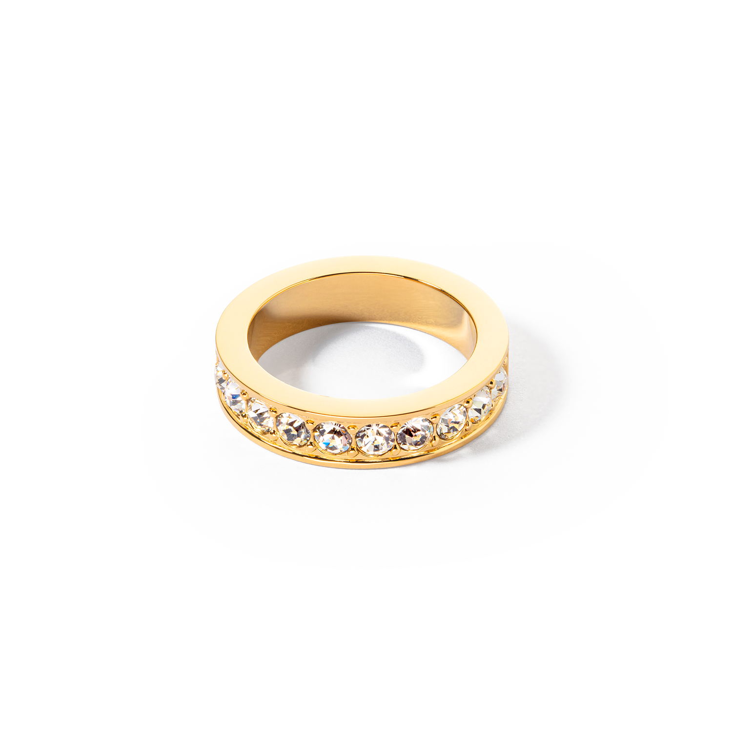 Stainless Steel Ring with Gold Crystals - Elegant Jewelry for Women, Perfect for Weddings, Parties & Special Occasions