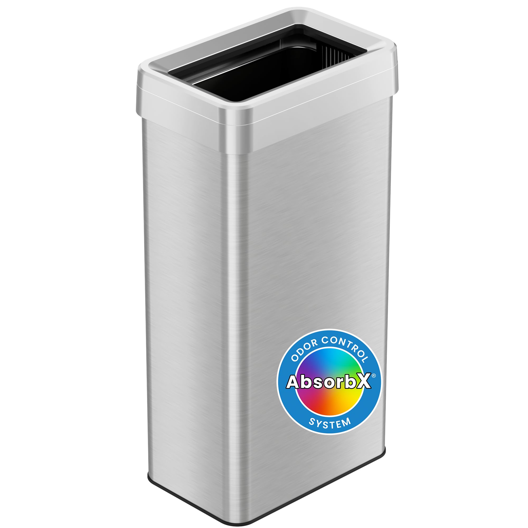 iTouchless 21 Gallon Stainless Steel Rectangular Open Top Trash Can with AbsorbX Odor Filter - Perfect for Kitchen, Office, and Commercial Use