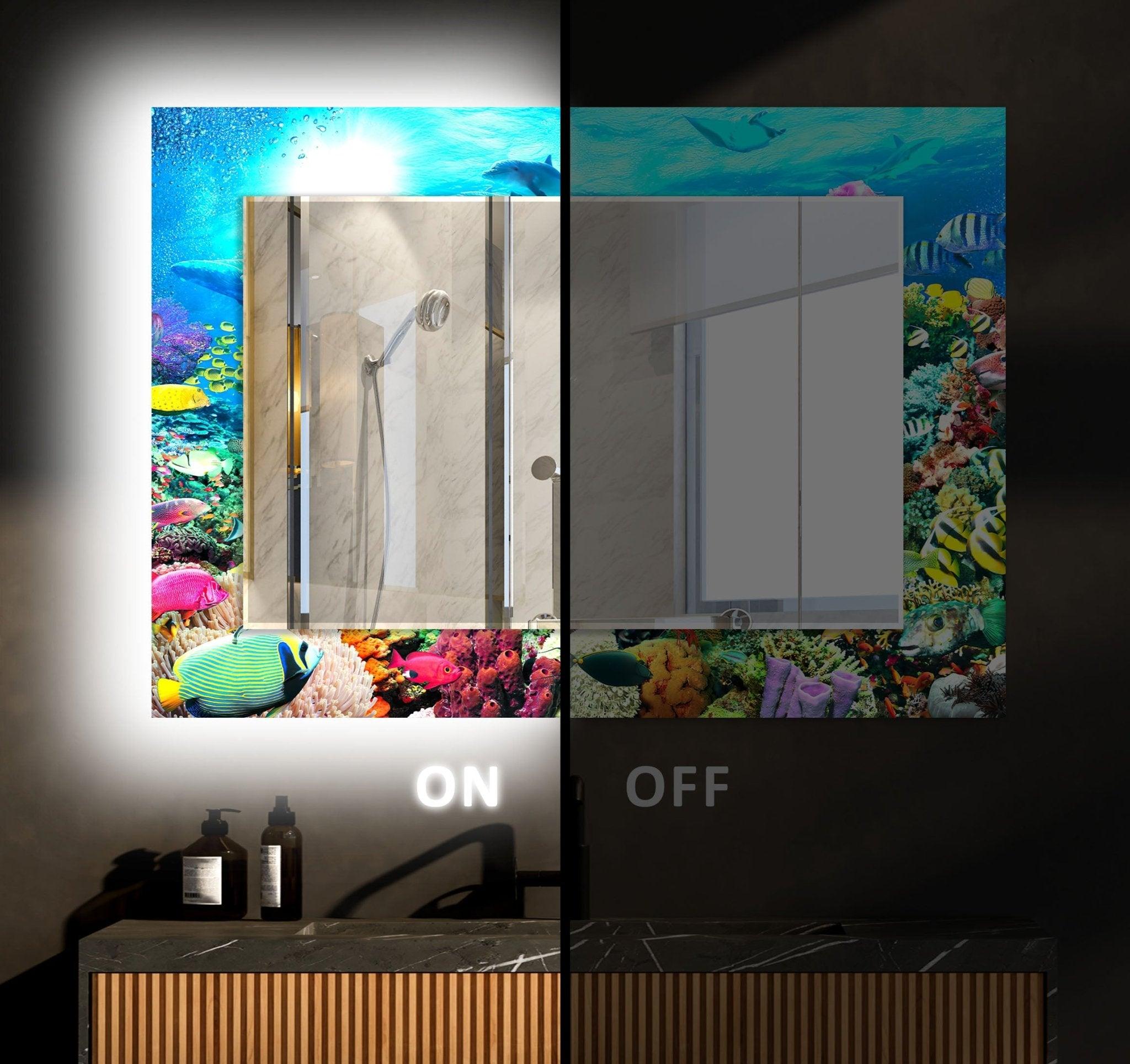 Stylish Aquarium Wall Mirror for Home & Office Decor - Enhance Your Space with a Unique Reflective Design